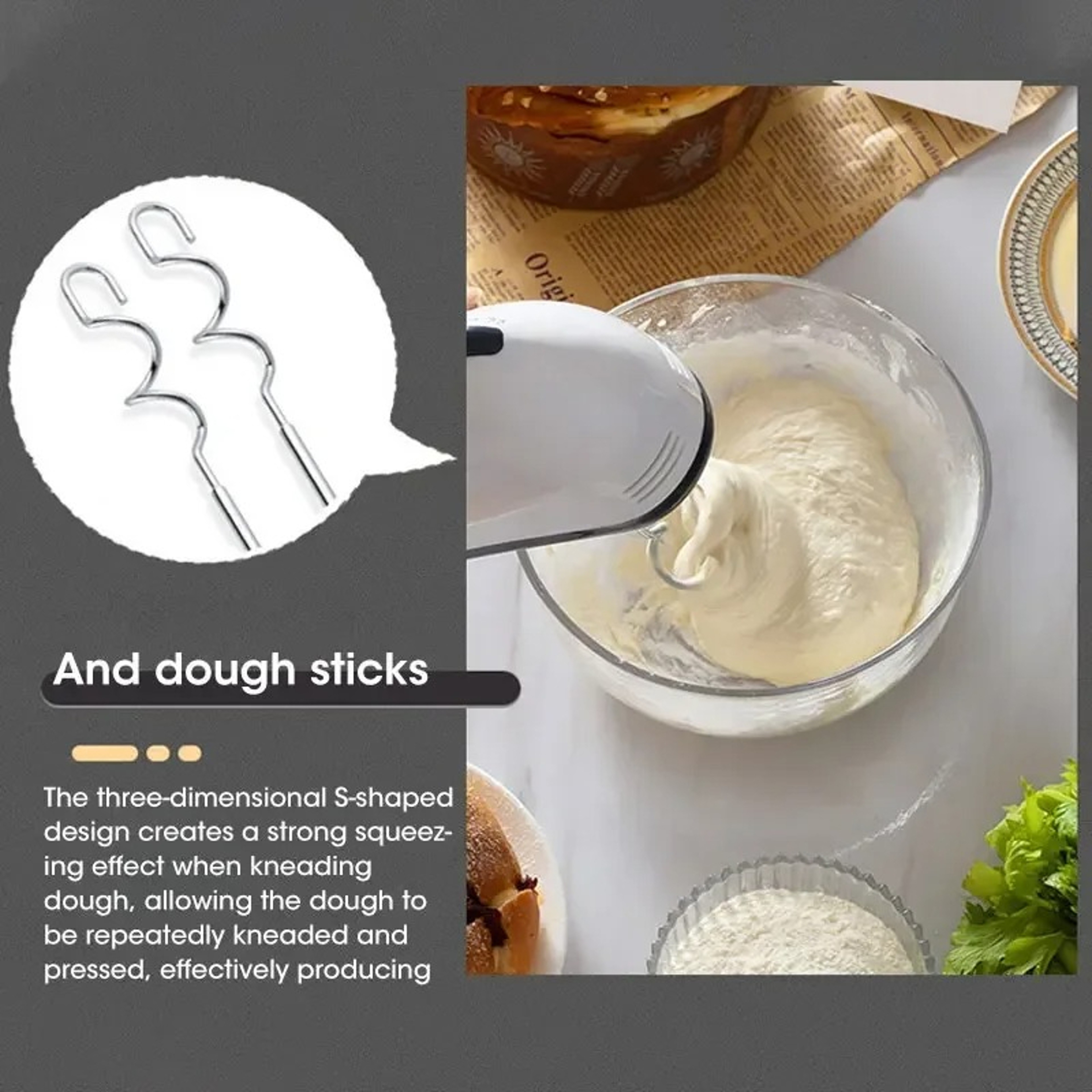 Electric Hand Mixer For Baking Egg Beating Cream Whipping And Dough Mixing 2