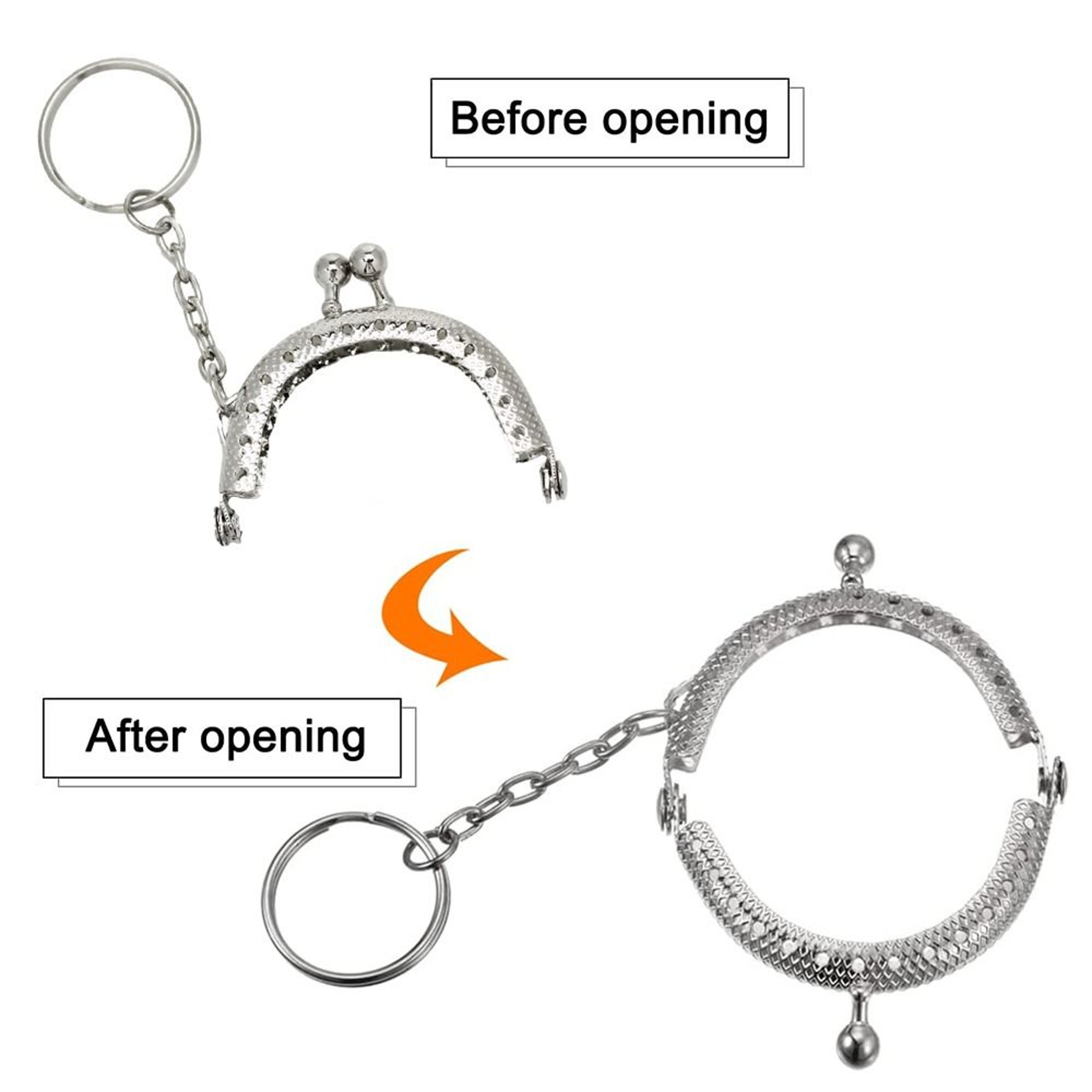 DIY Metal Coin Purse Frame with Kiss Clasp Keychain for Handmade Wallets – view 2