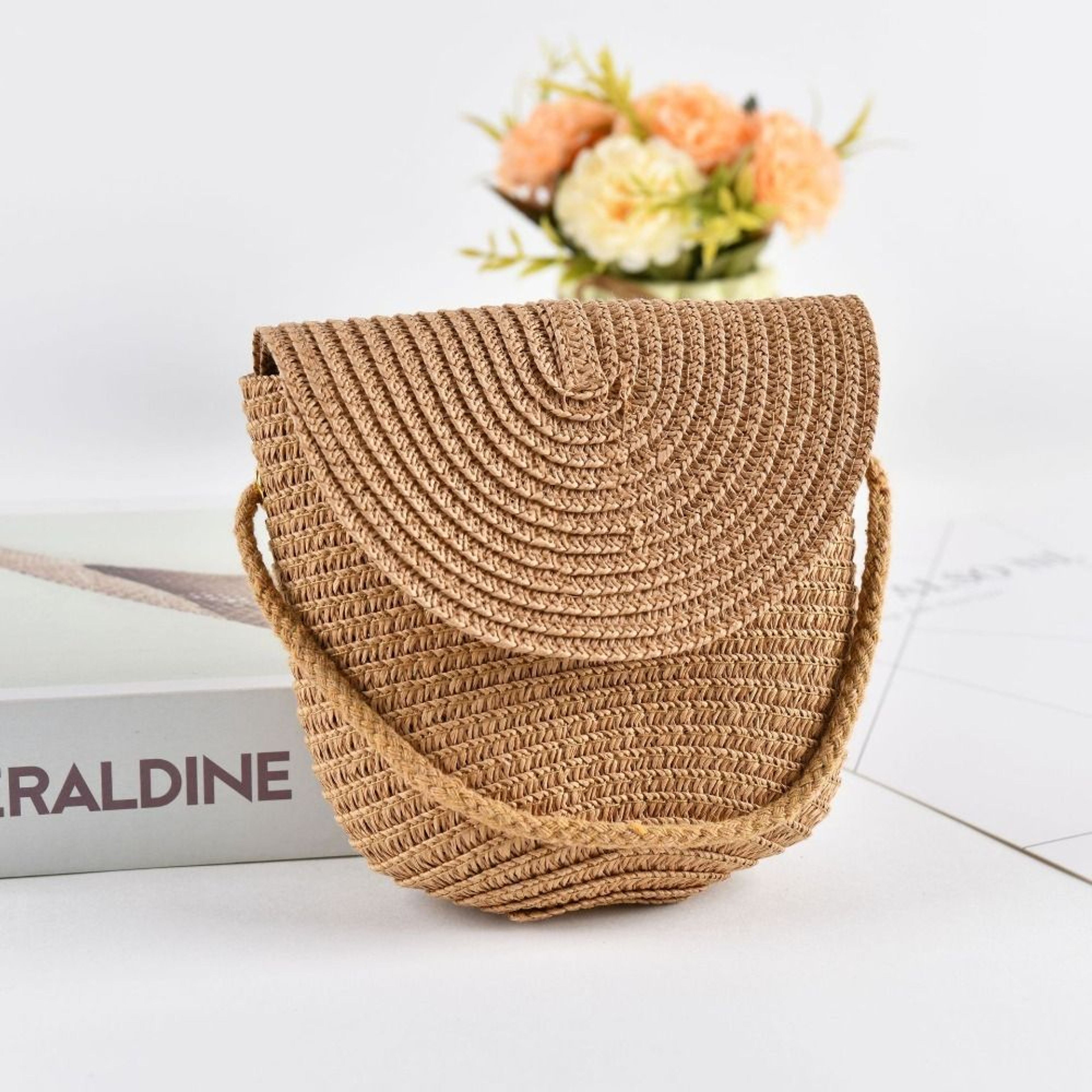 Kids Straw Shell Handbag Woven Summer Beach Shoulder Bag – view 11