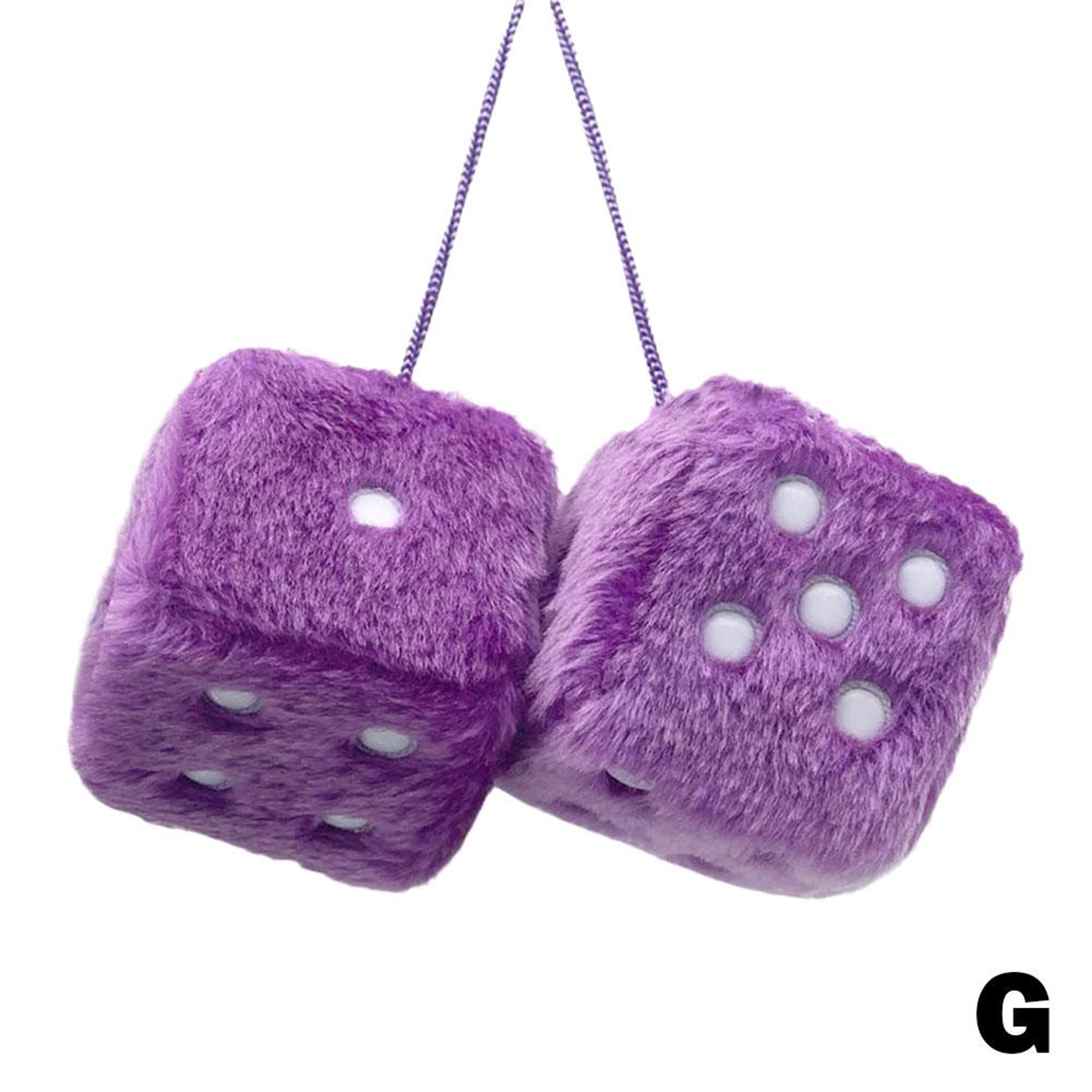Long Hair Fuzzy Dice Car Ornament Plush Rearview Mirror Decor 10
