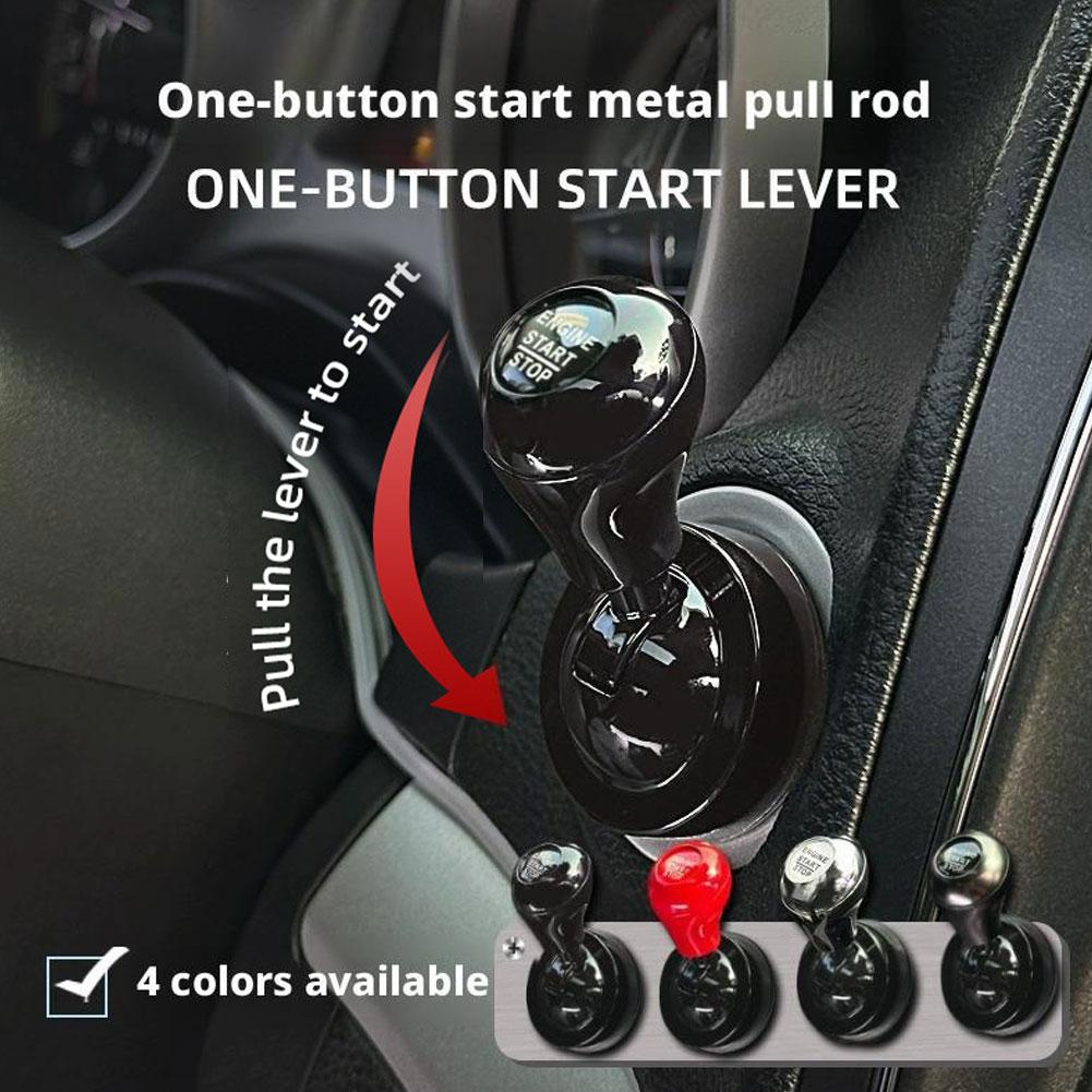 One Touch Car Push Start Button Rocker Lever Engine Start Stop Interior Accessory – view 2