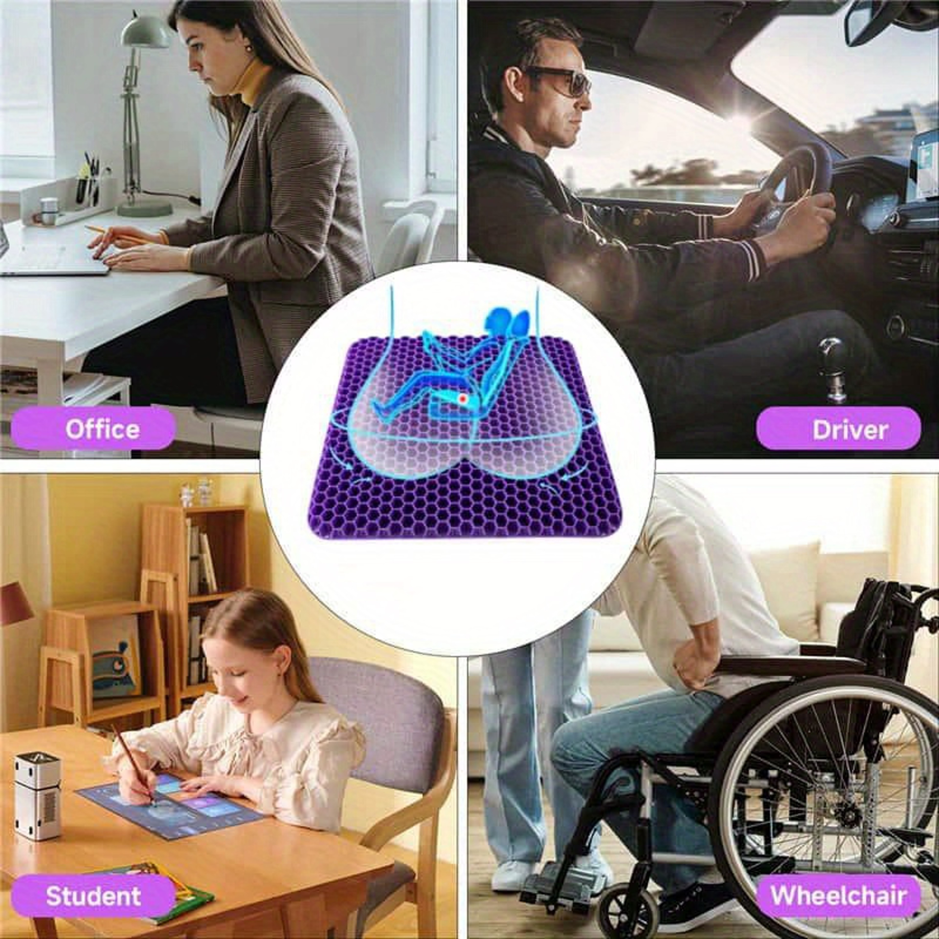 Ultra Comfort Gel Seat Cushion for Tailbone Relief and Breathable Support – view 3