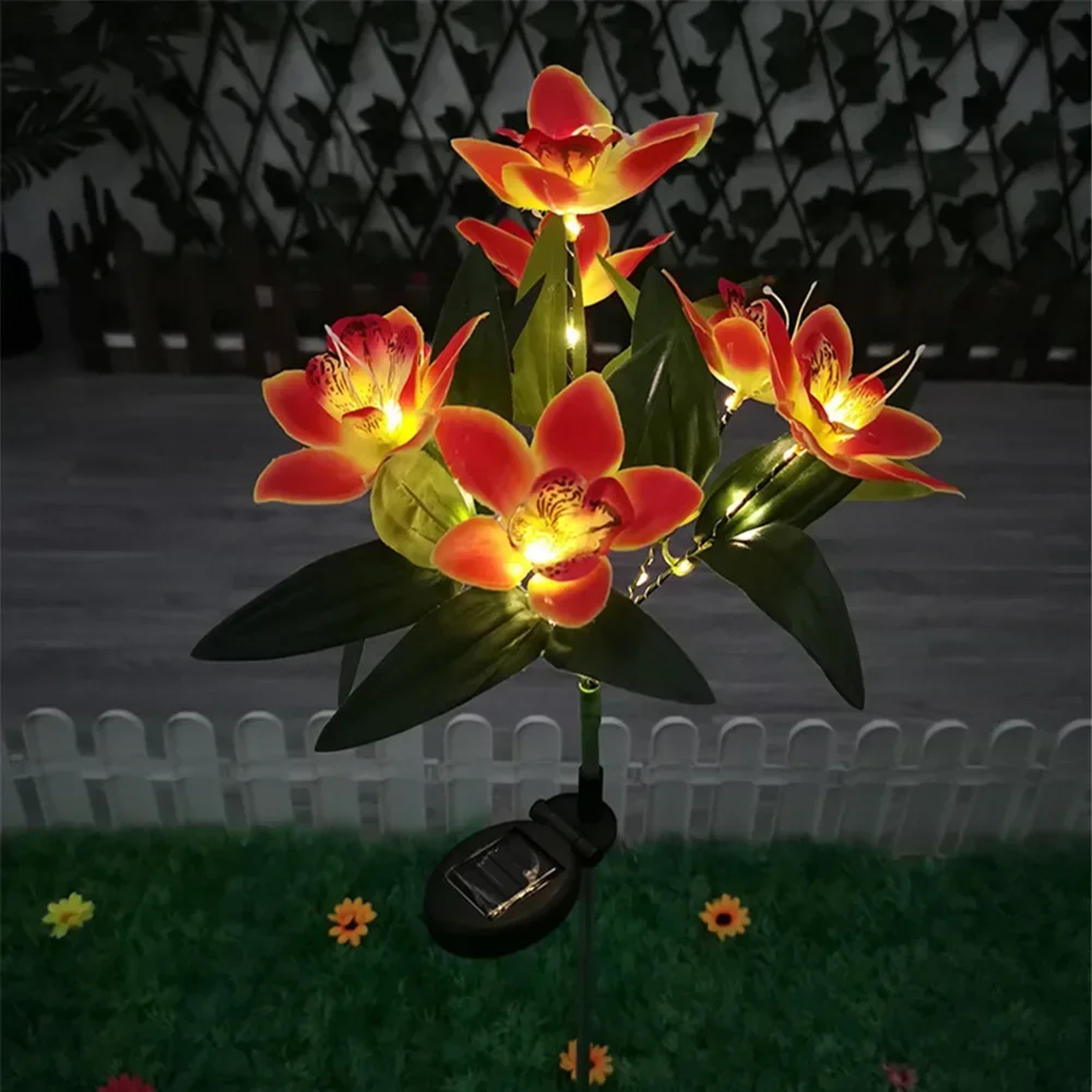 Solar Orchid Flower Lights Outdoor Garden Stake Decor – view 8