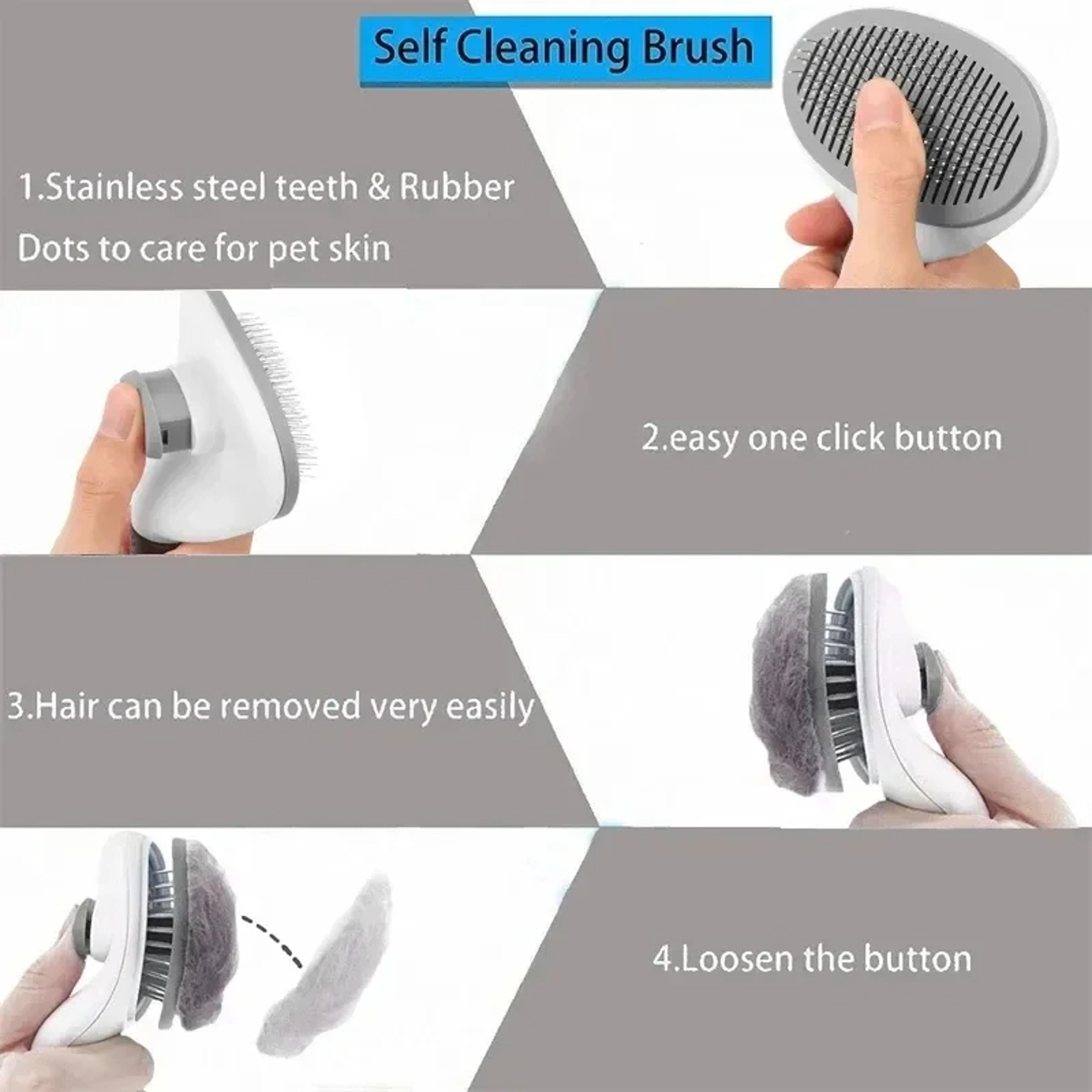 Self Cleaning Pet Slicker Brush for Dogs and Cats Hair Removal Grooming – view 6