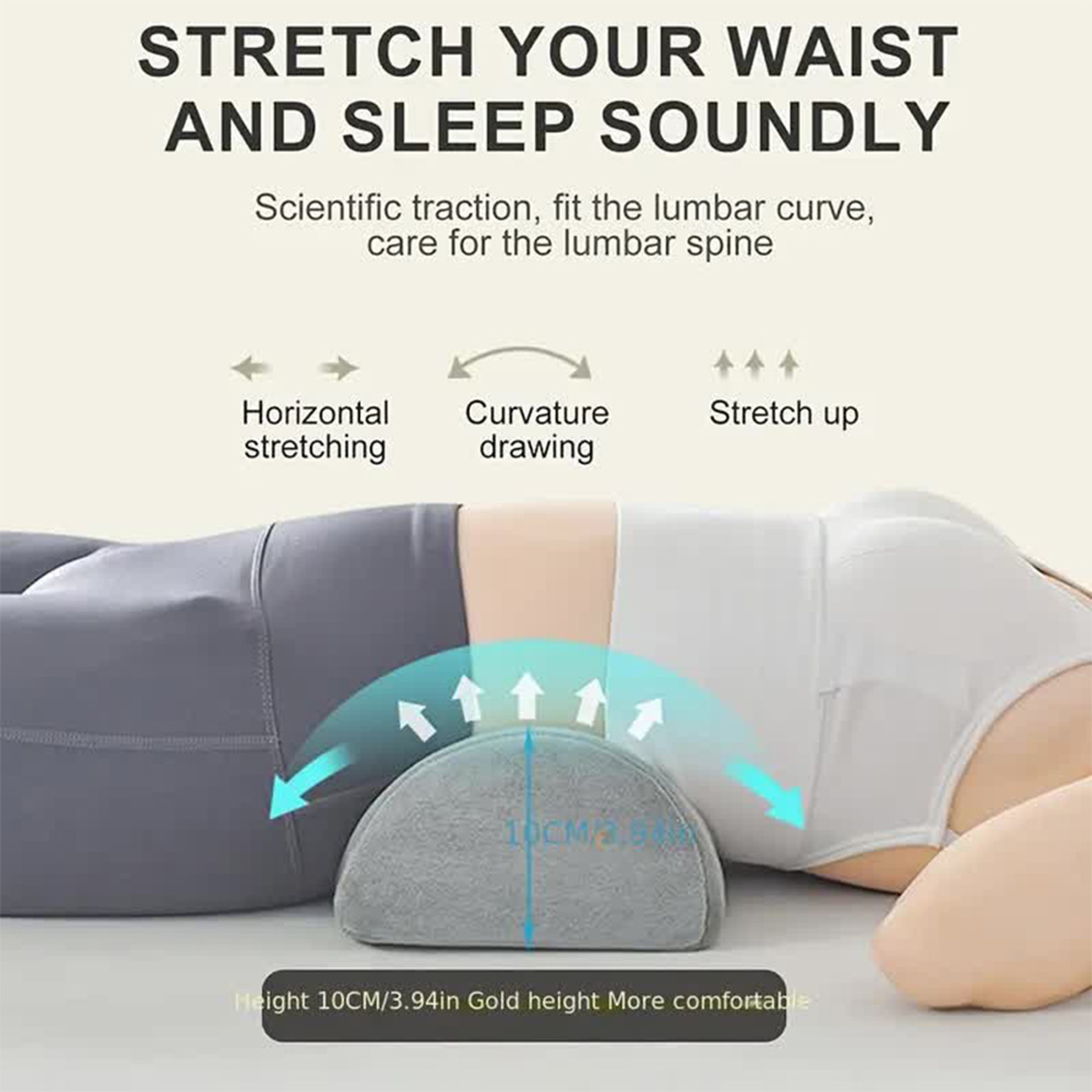 Half Moon Memory Foam Bolster Pillow For Knee Leg And Lumbar Support 2