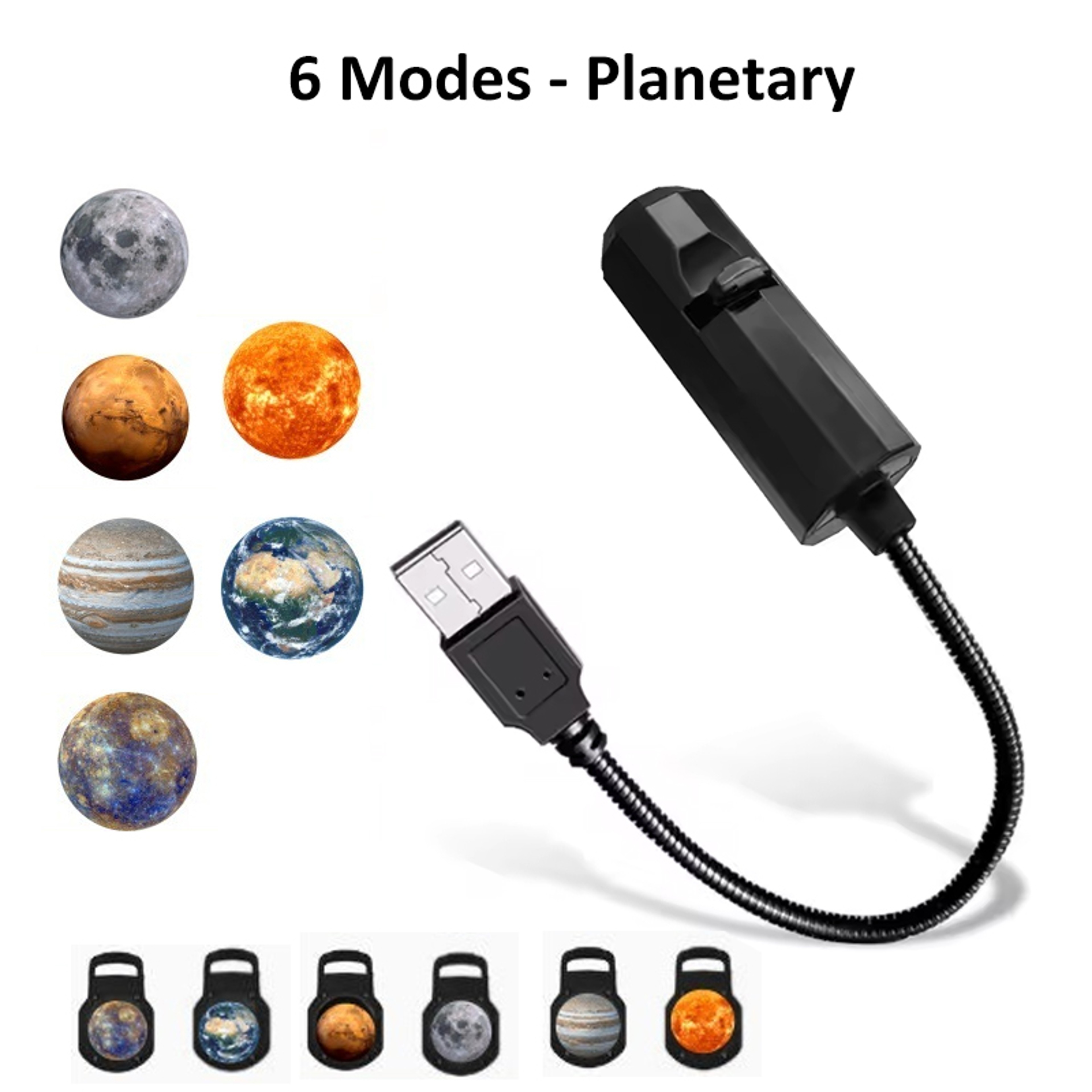 USB Galaxy Projector Lamp With Moon Earth And Star Patterns For Bedroom Night Lighting 7