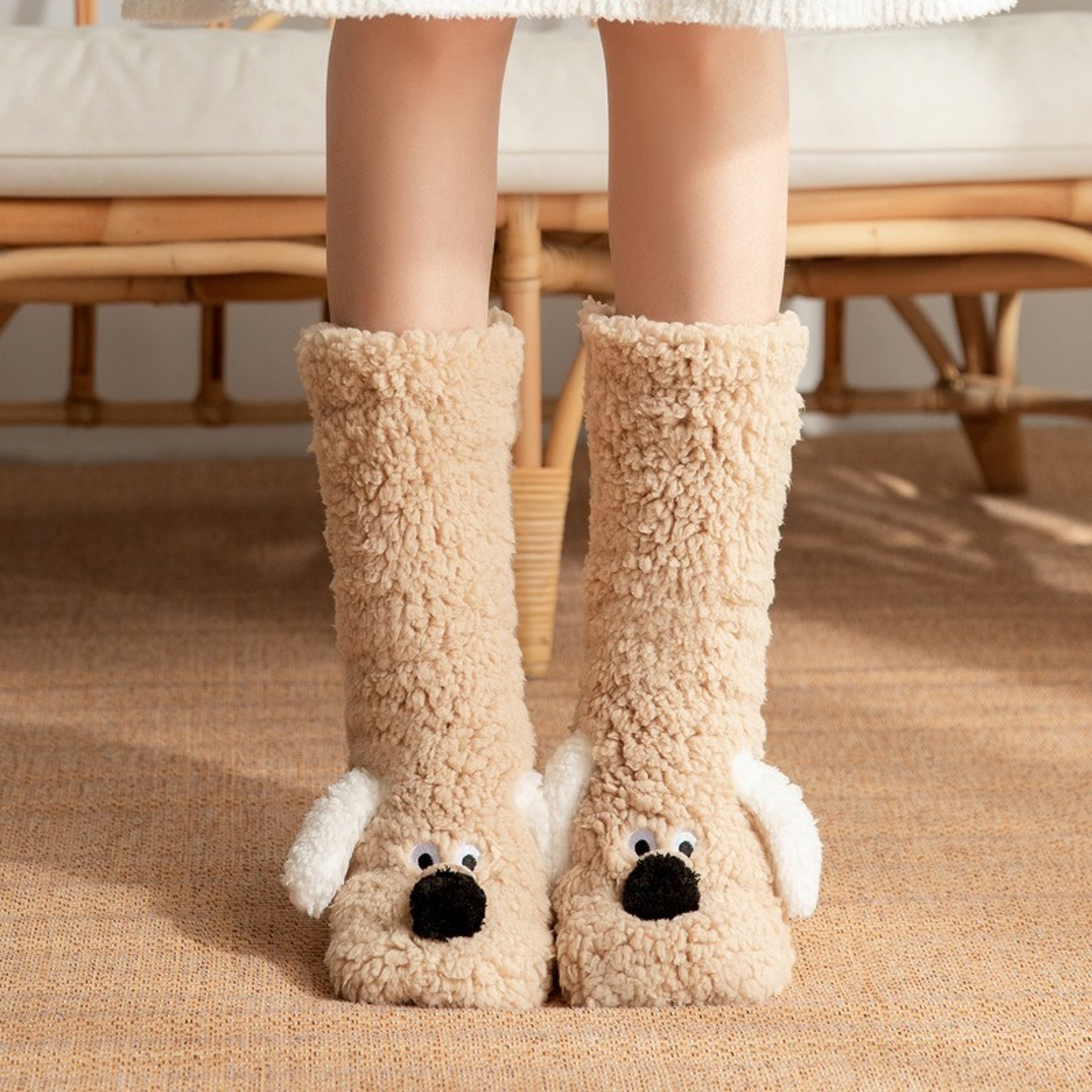 Cozy Cartoon Dog Slipper Socks Warm Winter Floor Socks For Adults 9