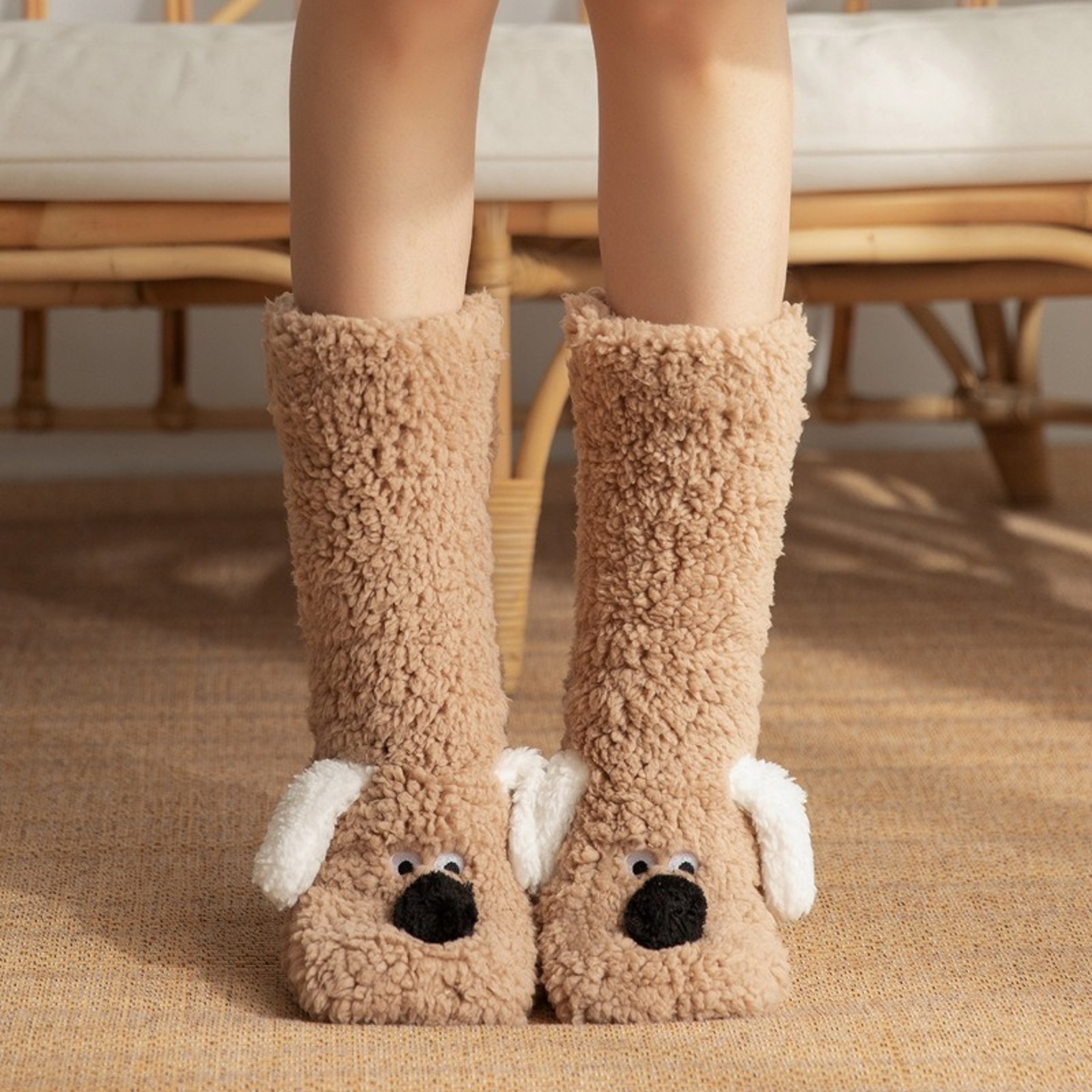 Cozy Cartoon Dog Slipper Socks Warm Winter Floor Socks For Adults 10
