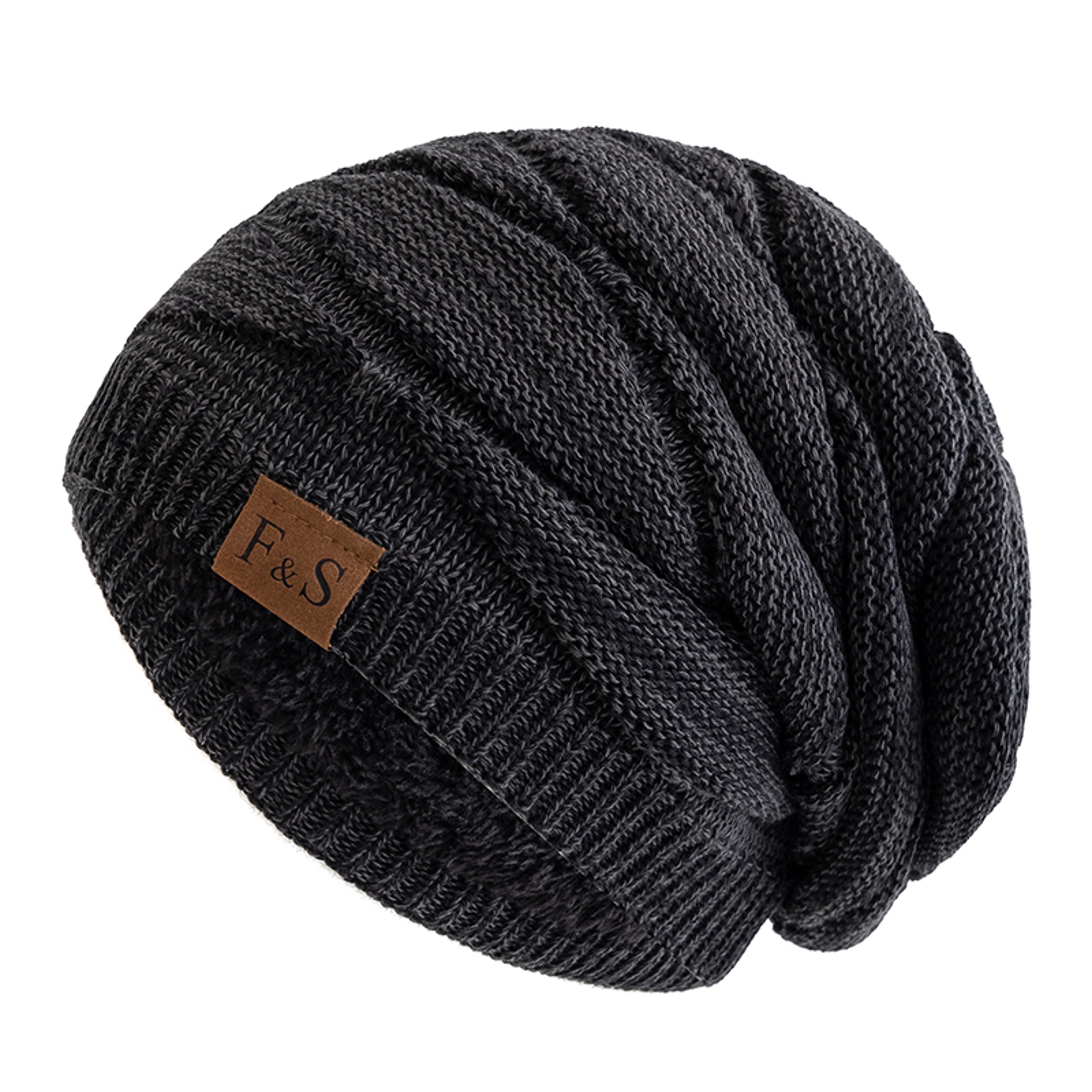 Warm Fleece Lined Slouchy Beanie Unisex Knitted Winter Hat – view 11