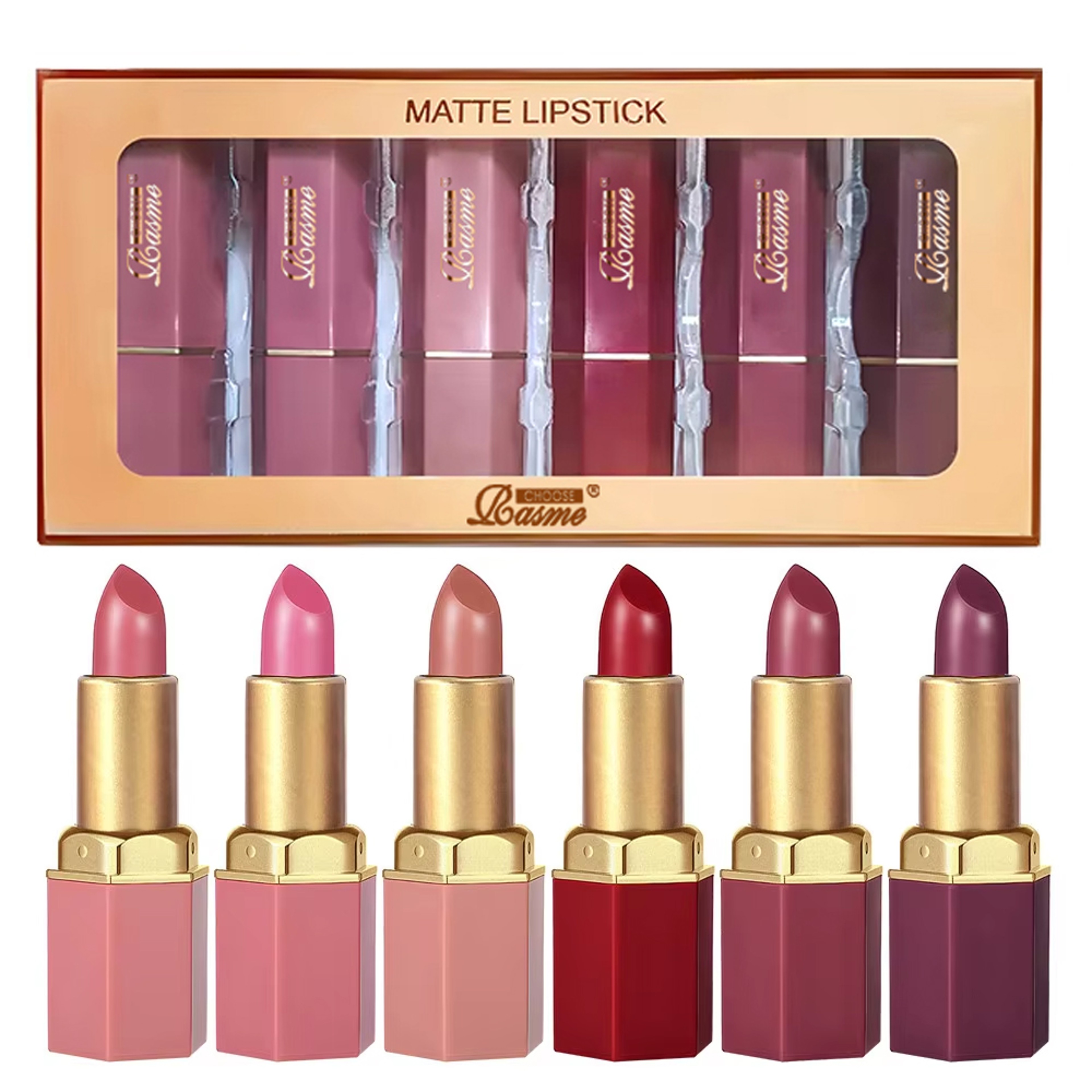 Gold Bar Velvet Lipstick Set Matte Pearlescent Glitter Lip Colors – view 1