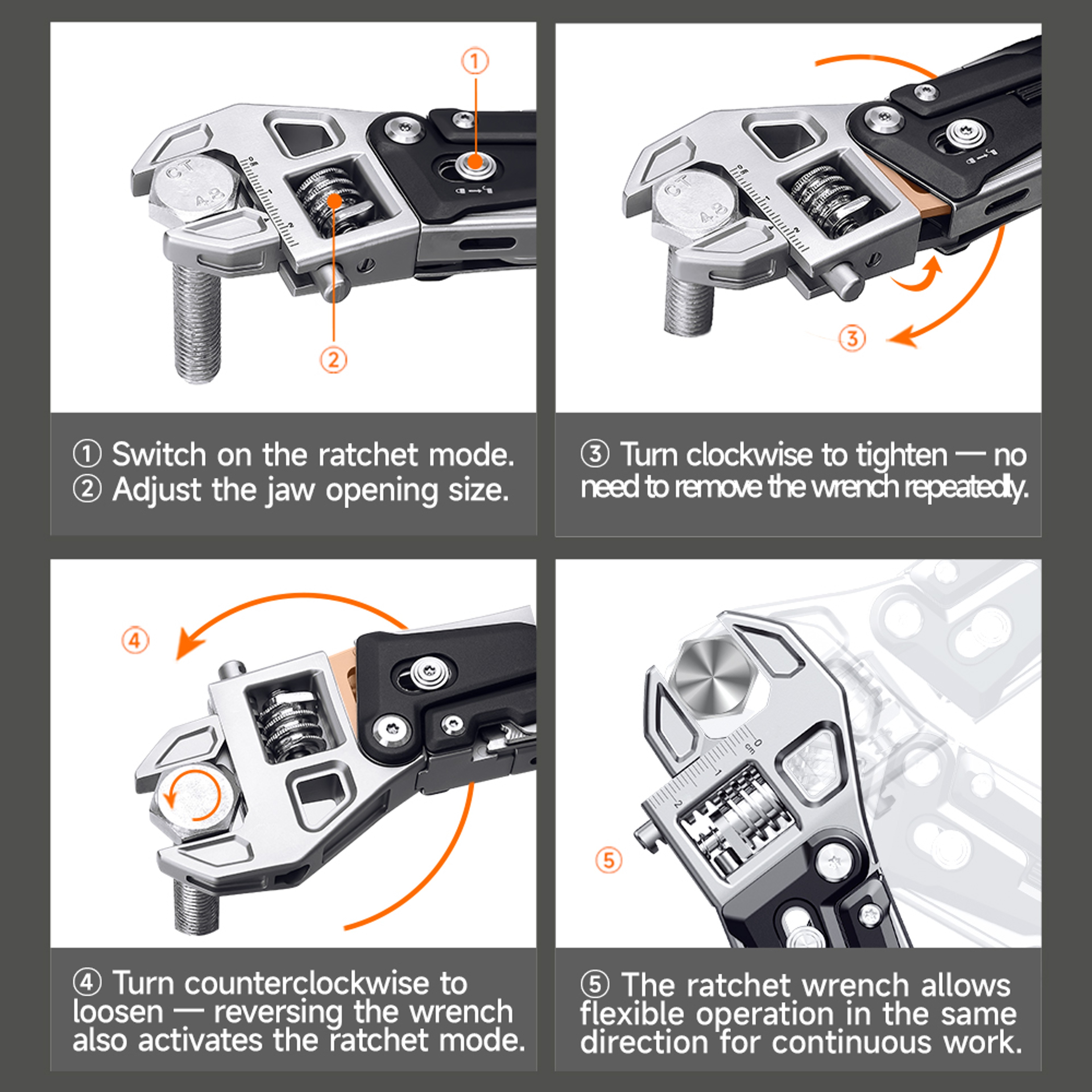 Adjustable Wrench Multitool Folding Camping Hand Tool – view 3