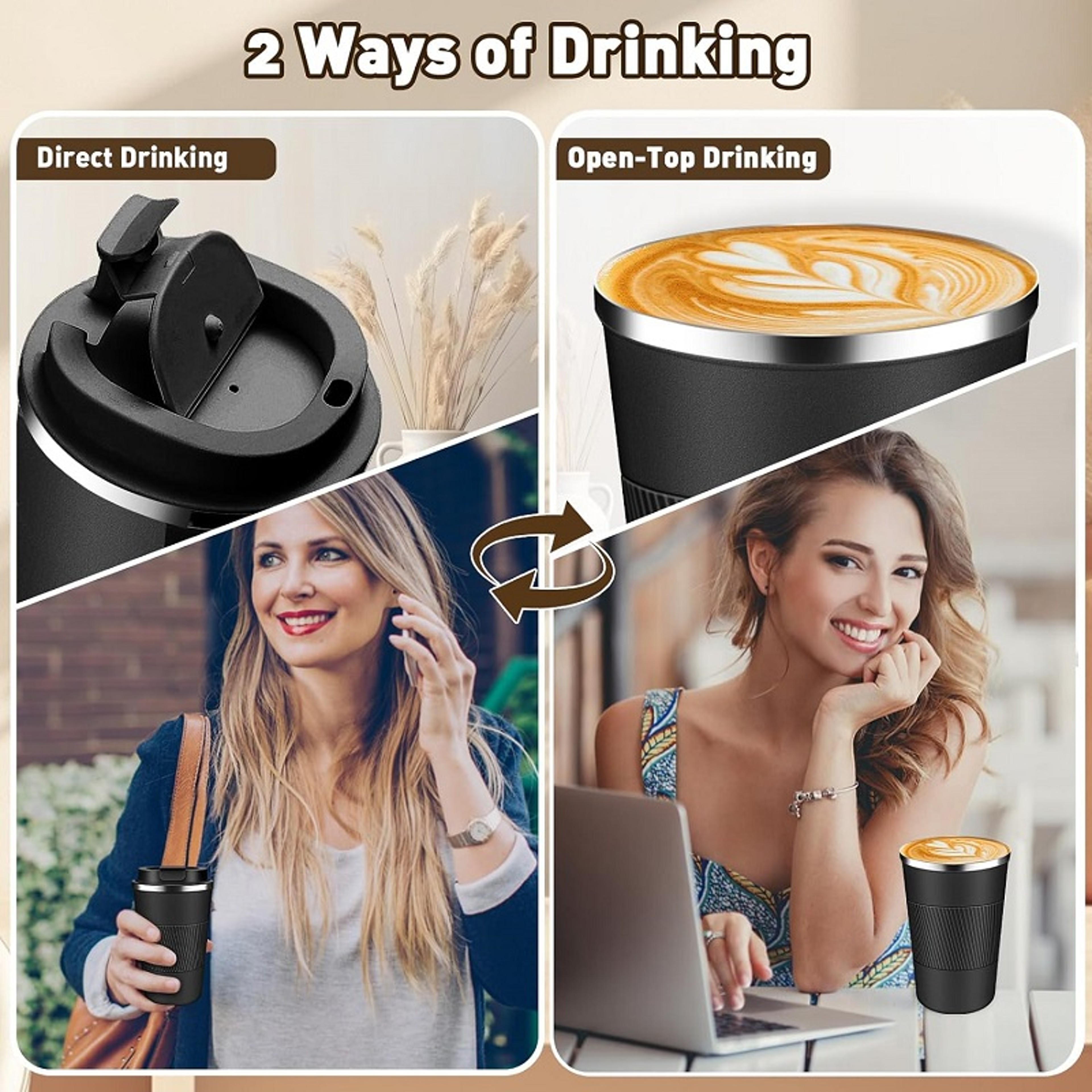 Stainless Steel Travel Mug Leak Proof Insulated Coffee Cup for Hot and Cold Drinks – view 4