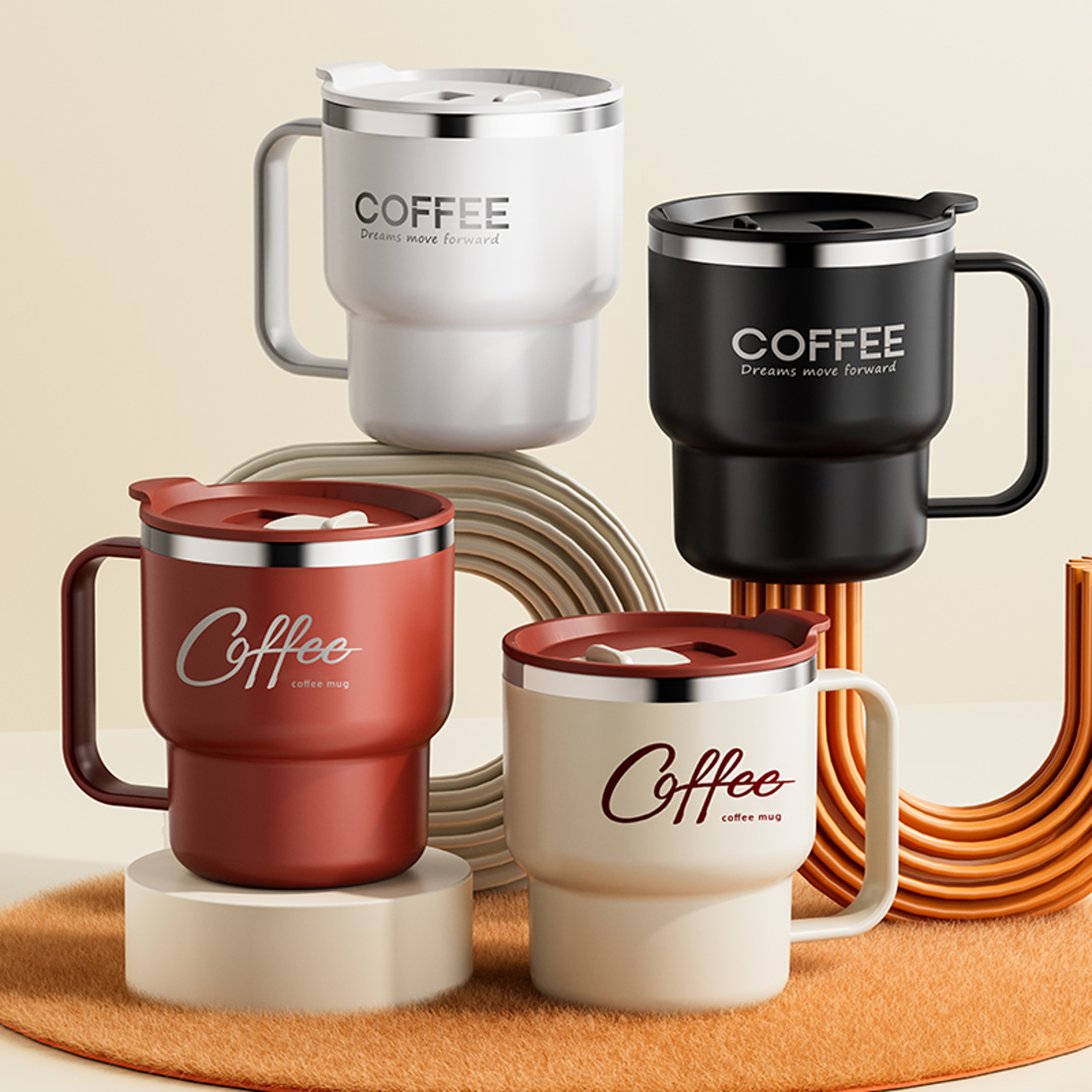 Insulated Stainless Steel Coffee Mug with Handle Leakproof Portable Double Wall Cup – view 1