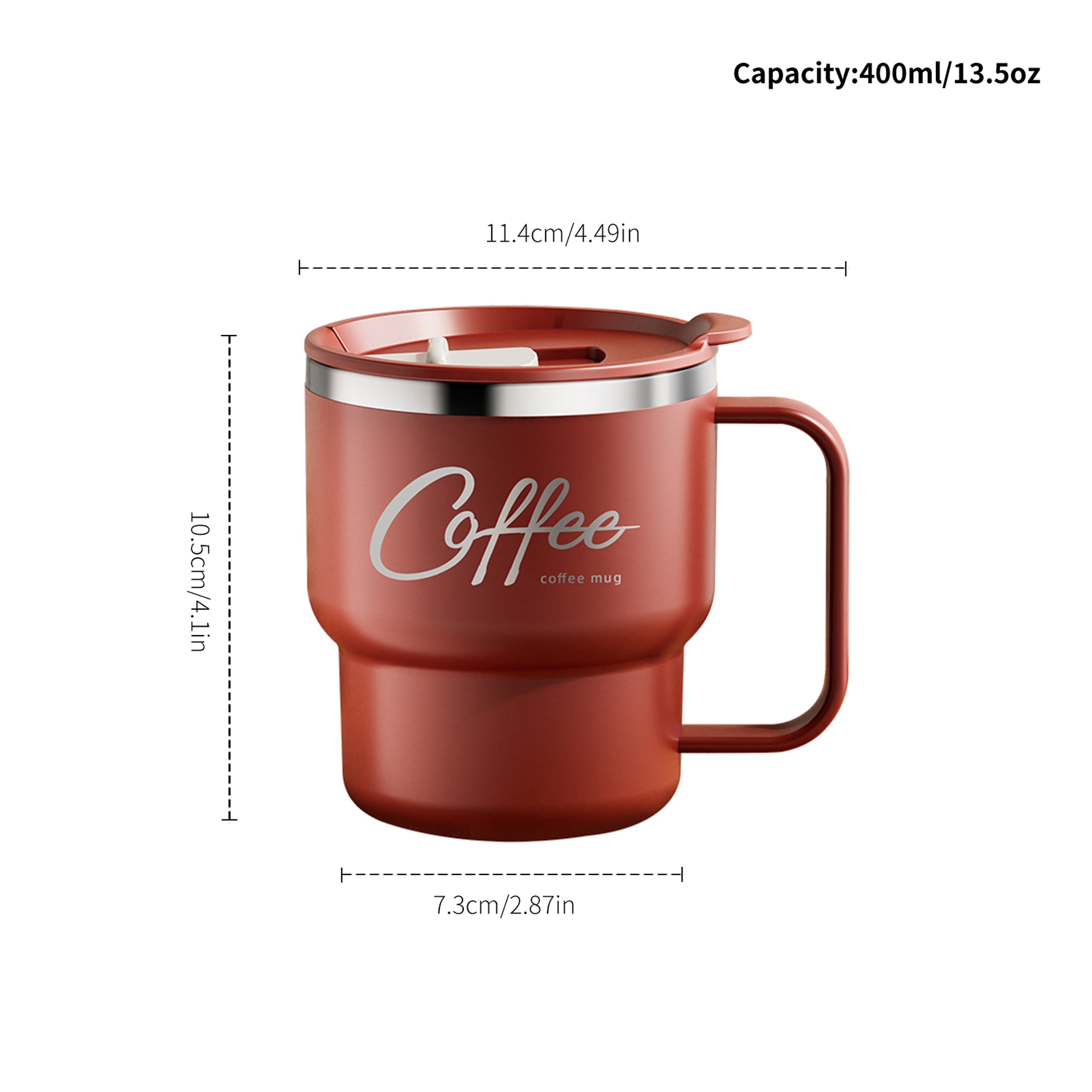 Insulated Stainless Steel Coffee Mug with Handle Leakproof Portable Double Wall Cup – view 6