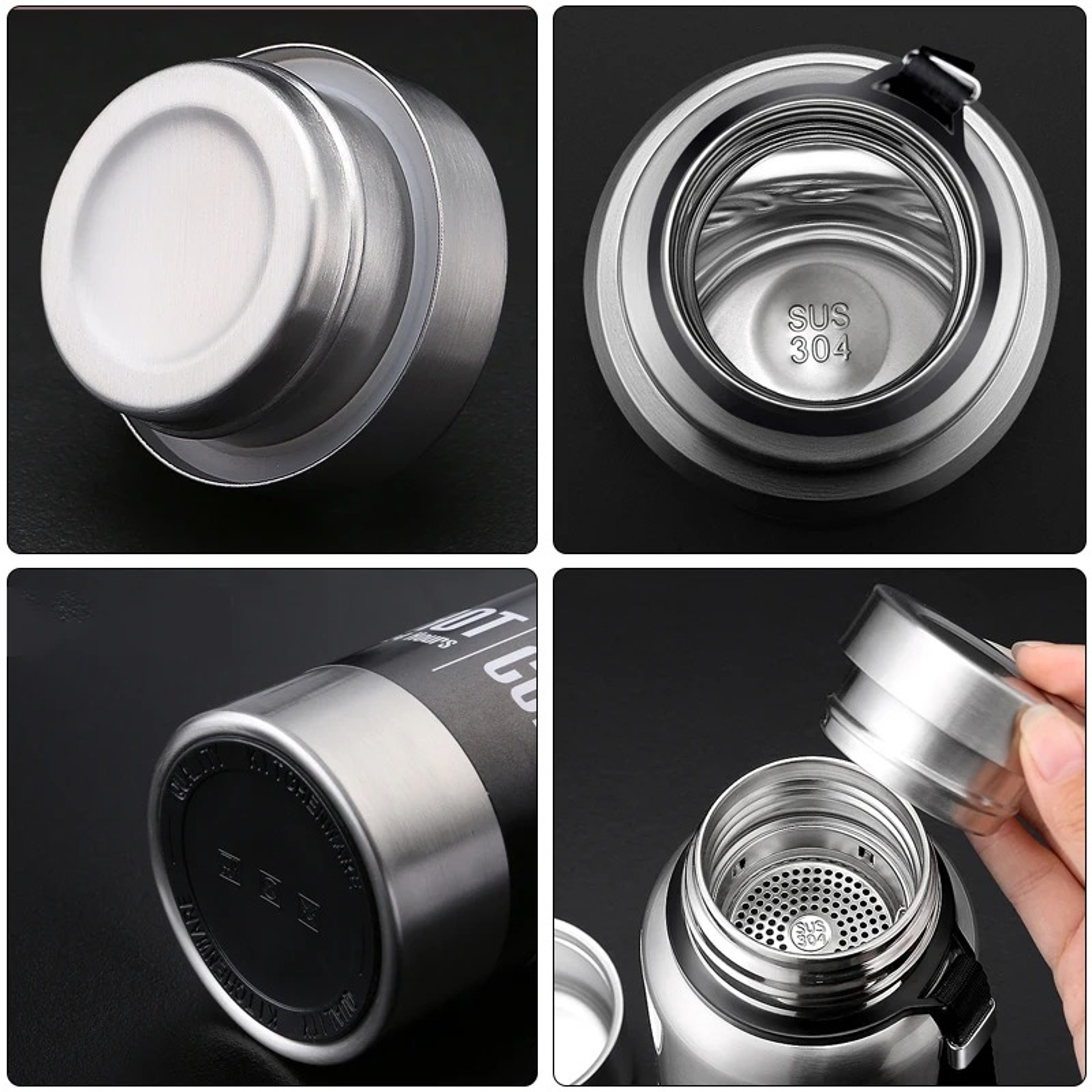 Stainless Steel Thermos Insulated Water Bottle with Portable Rope Handle – view 6