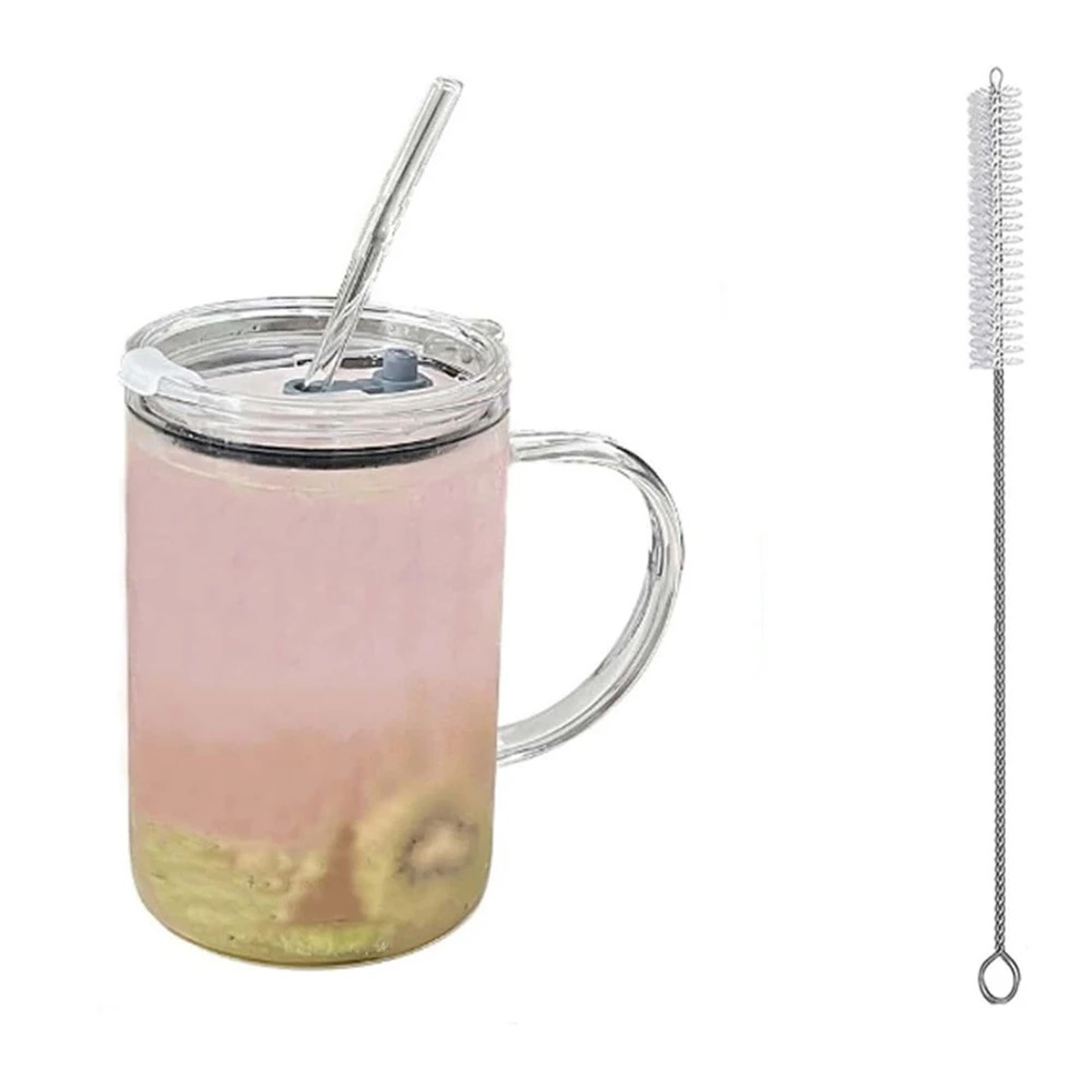 Glass Tumbler with Straw and Lid Reusable Iced Coffee Cup for Hot and Cold Drinks – view 7