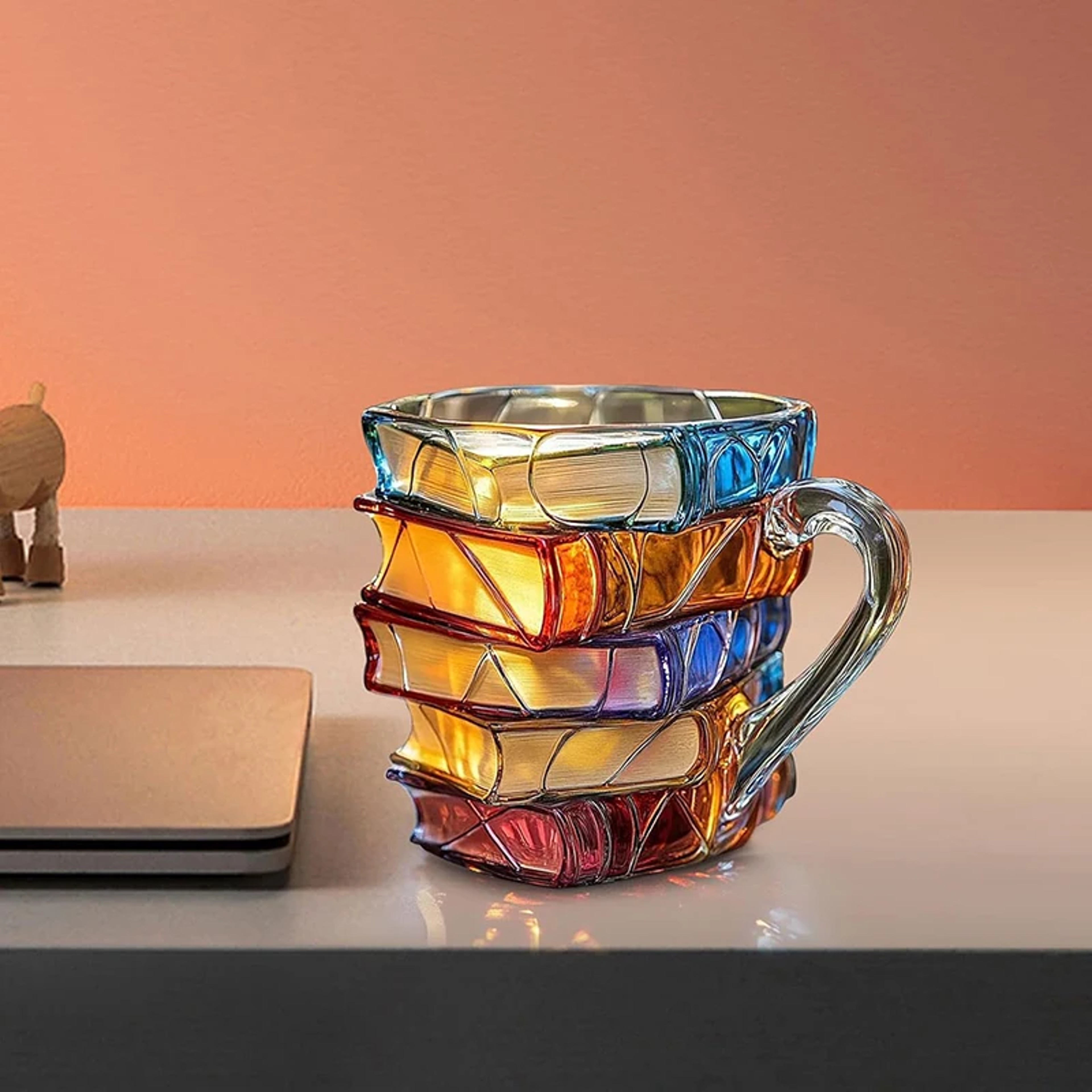 Stained Glass Book Mug Painted Coffee Cup for Book Lovers – view 5