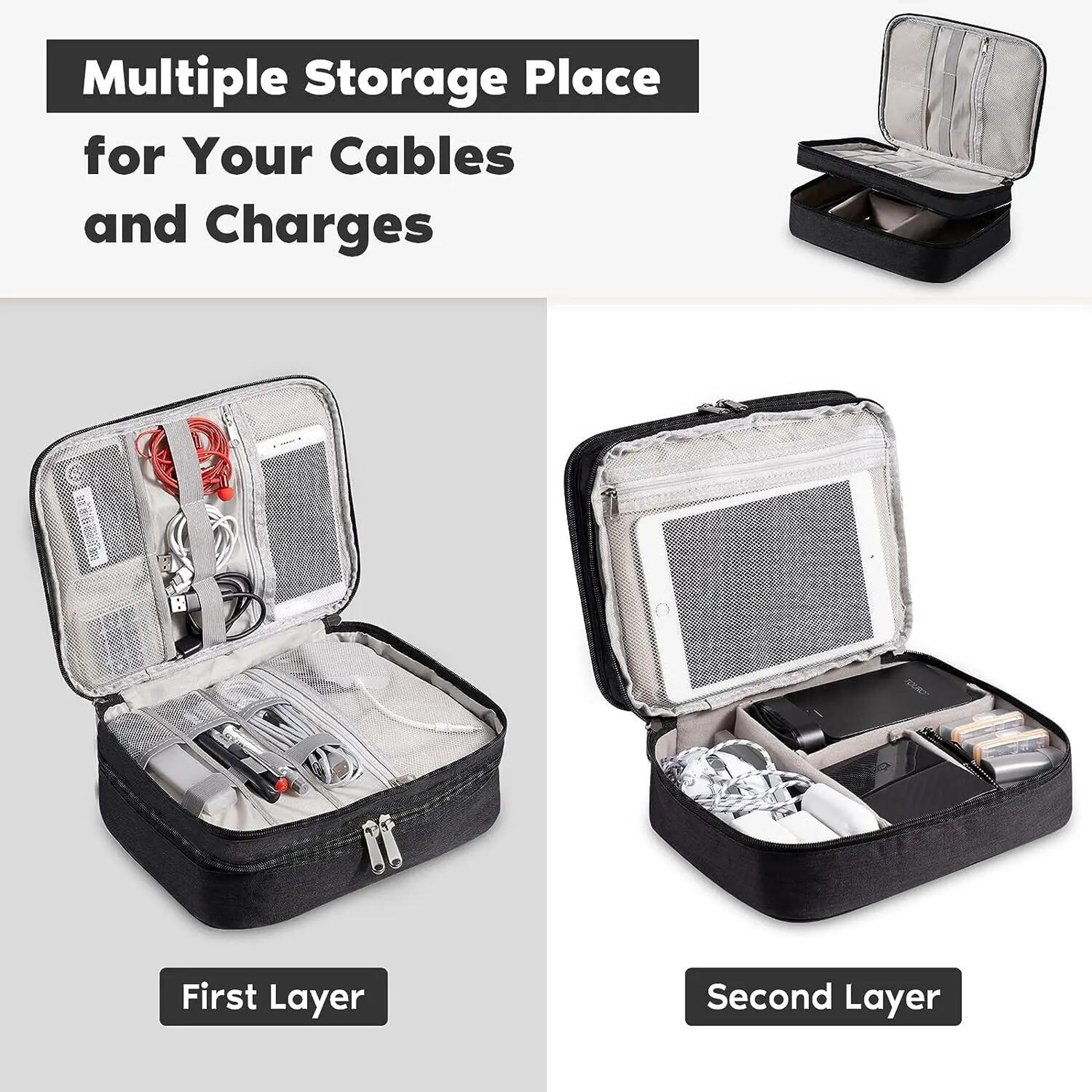 Waterproof Travel Cable Organizer Electronic Organizer Bag for Chargers and Tech Accessories – view 4