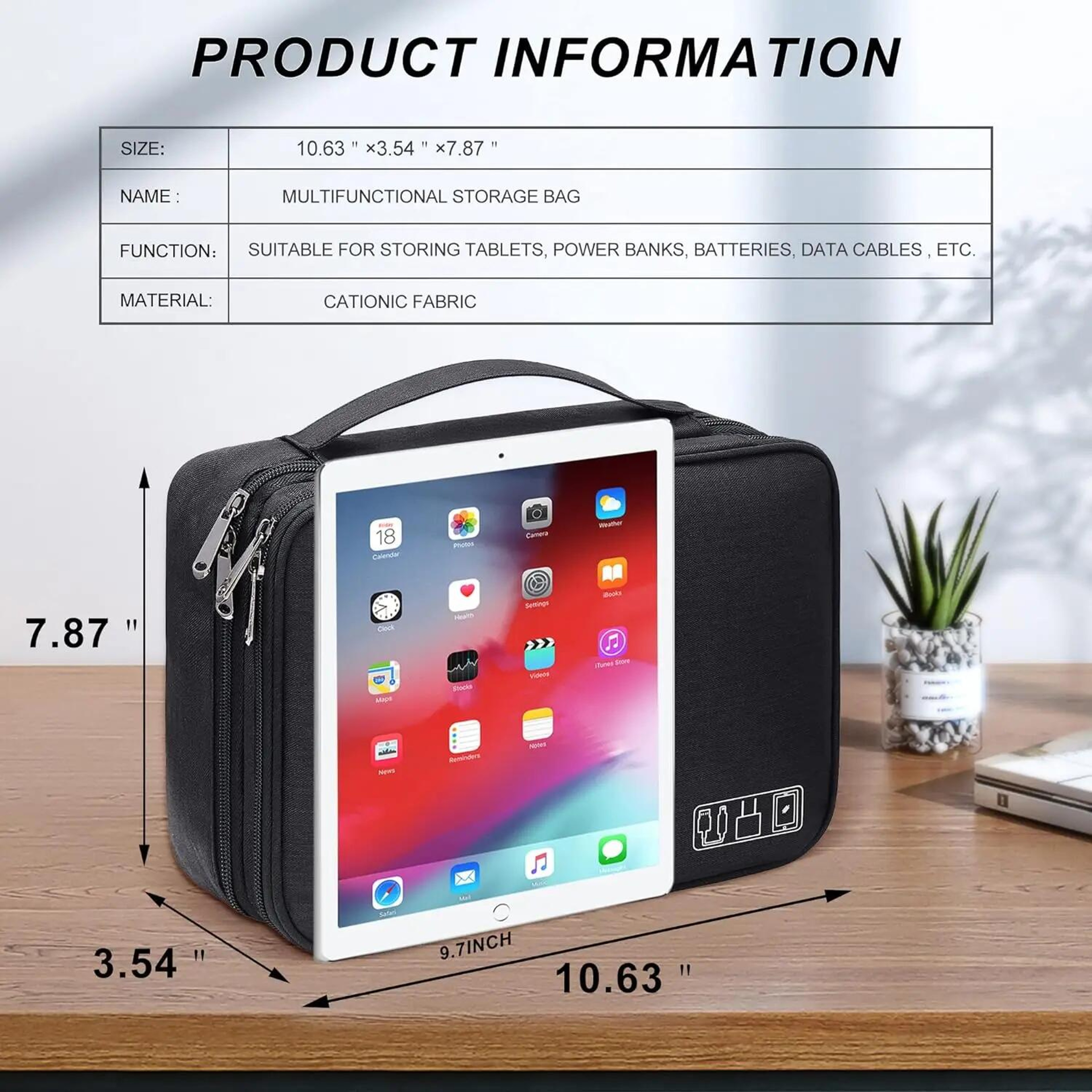 Waterproof Travel Cable Organizer Electronic Organizer Bag for Chargers and Tech Accessories – view 6