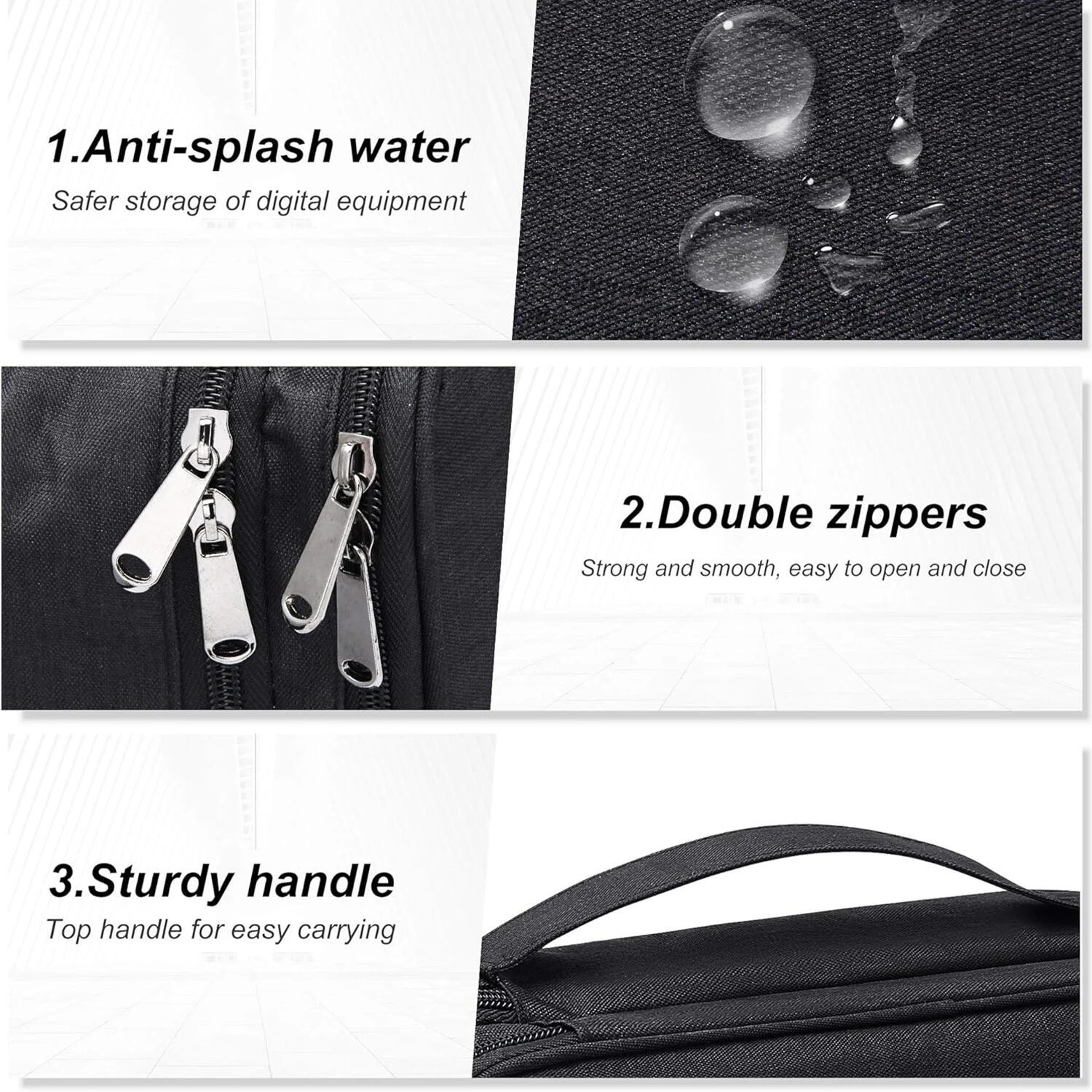 Waterproof Travel Cable Organizer Electronic Organizer Bag for Chargers and Tech Accessories – view 5