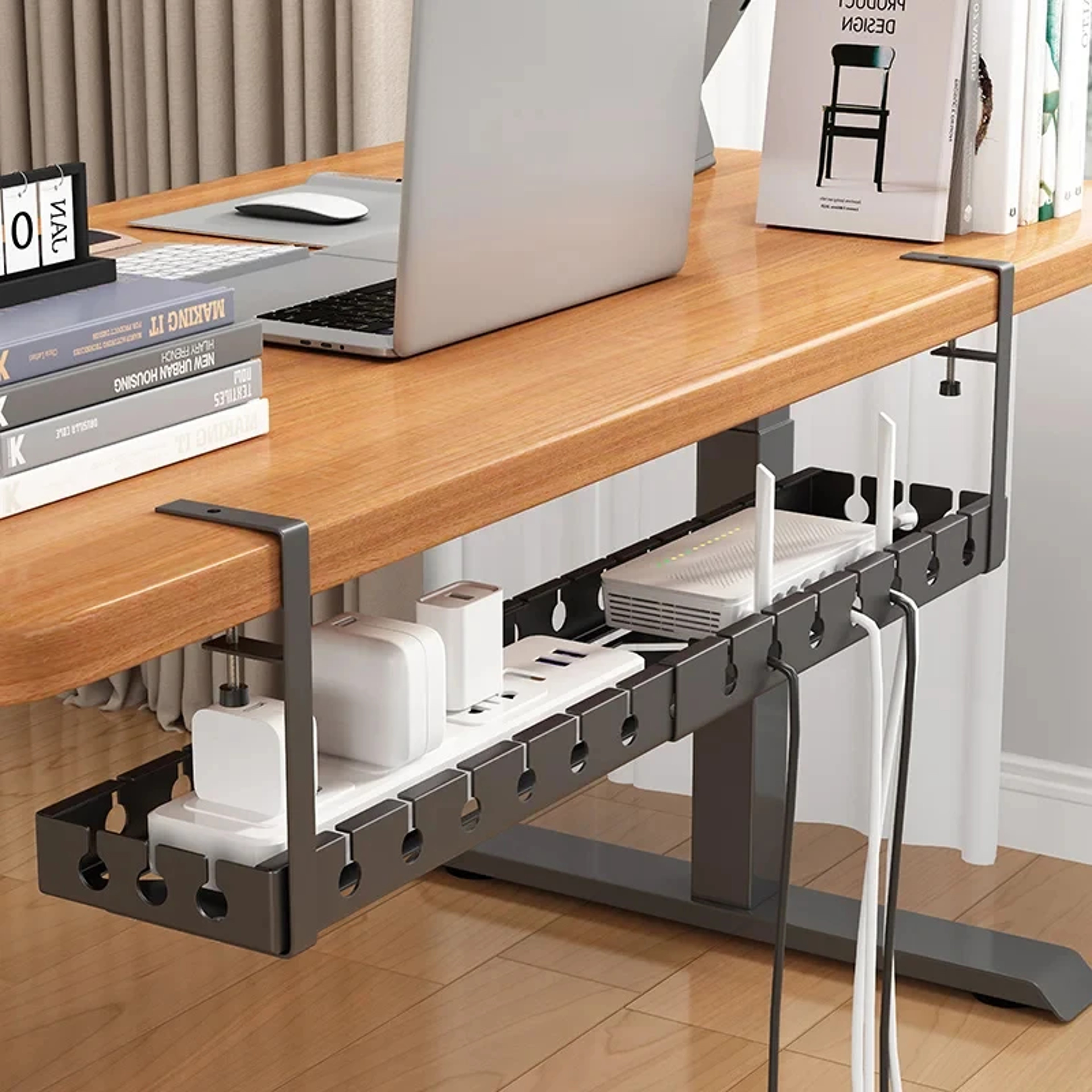 Retractable Under Desk Cable Management Tray No Drill Wire Organizer And Power Strip Holder 1