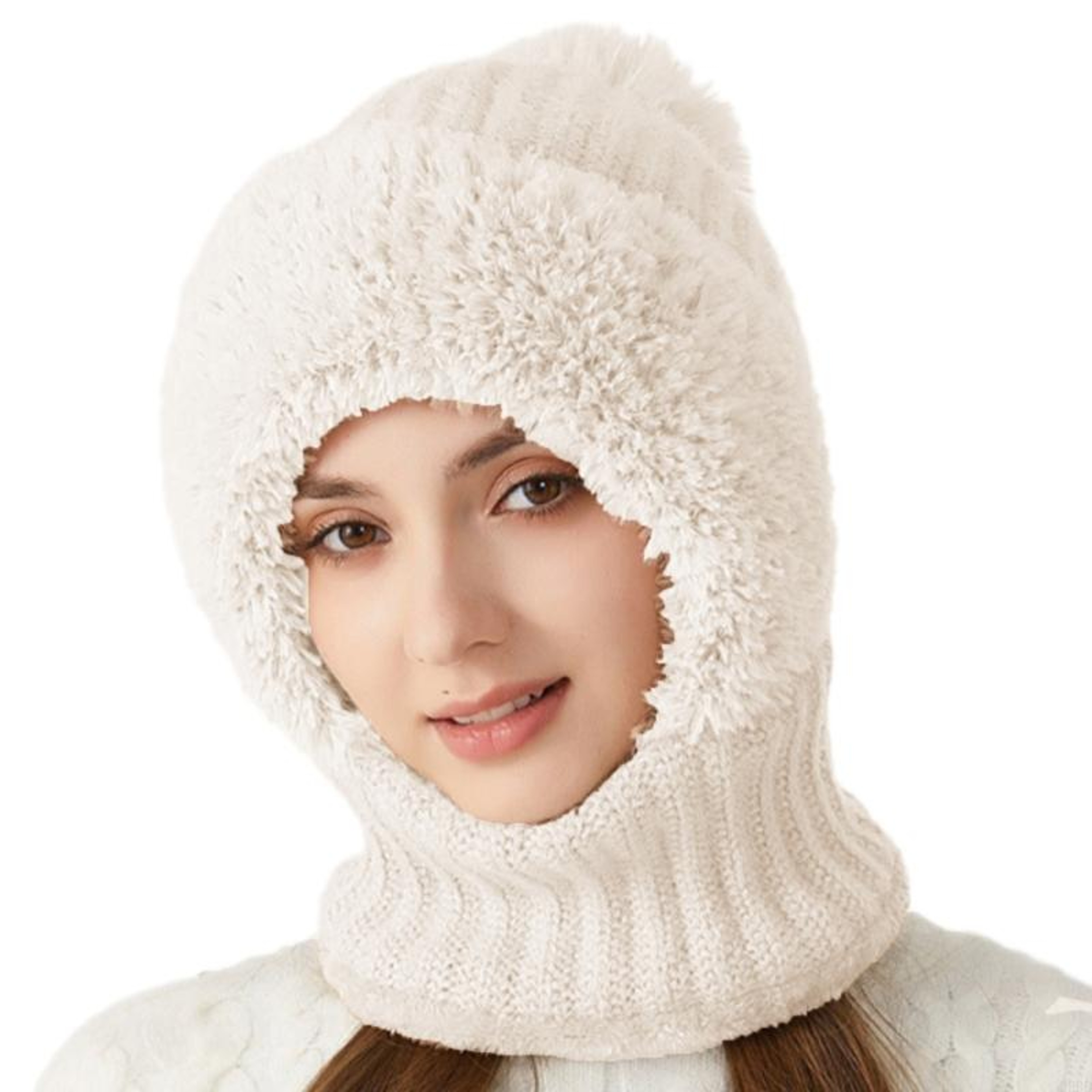Warm Knitted Winter Beanie Hat with Neck Warmer for Women Outdoor Cold Weather Comfort – view 3