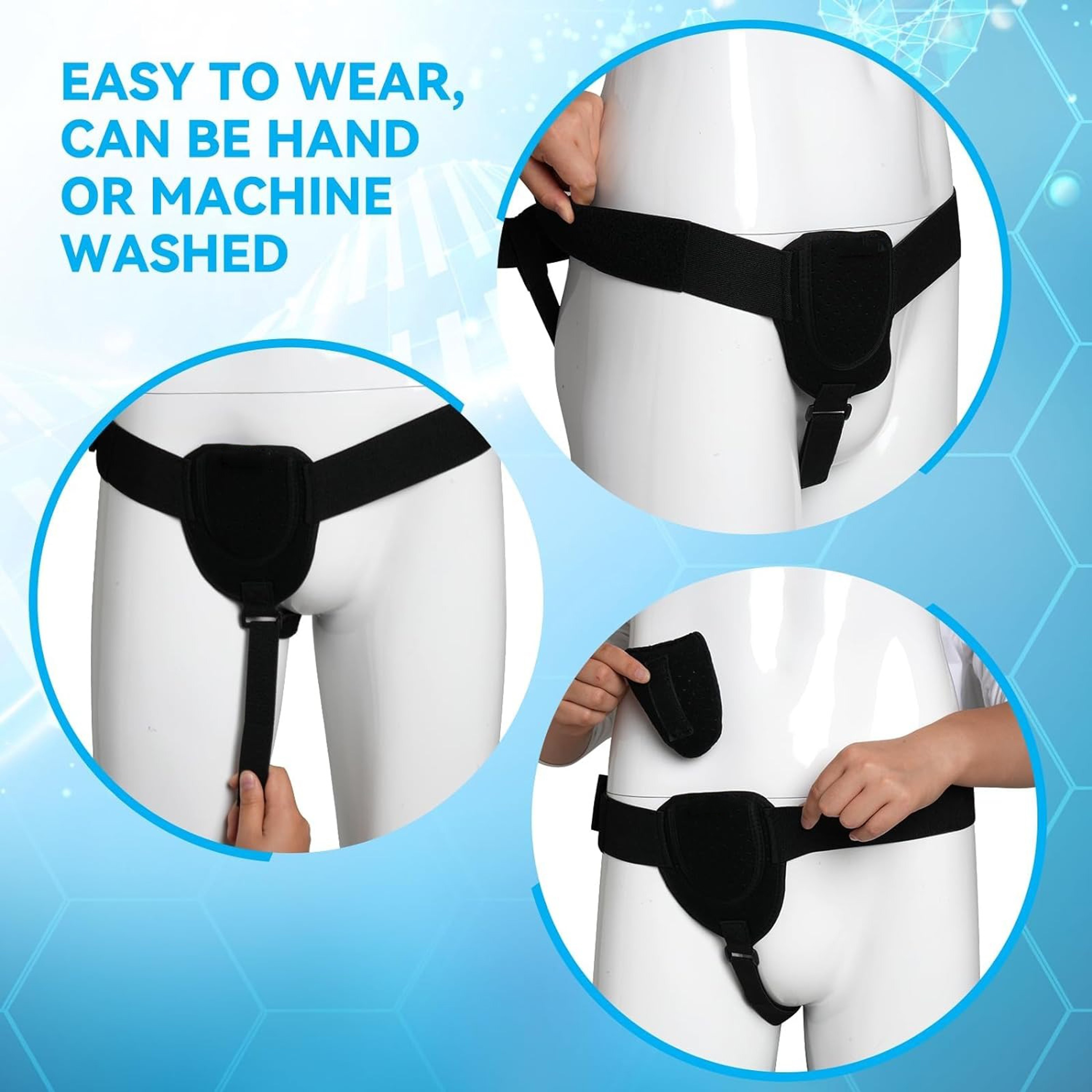 Adjustable Groin Support Belt with Removable Compression Pads for Men and Women – view 5