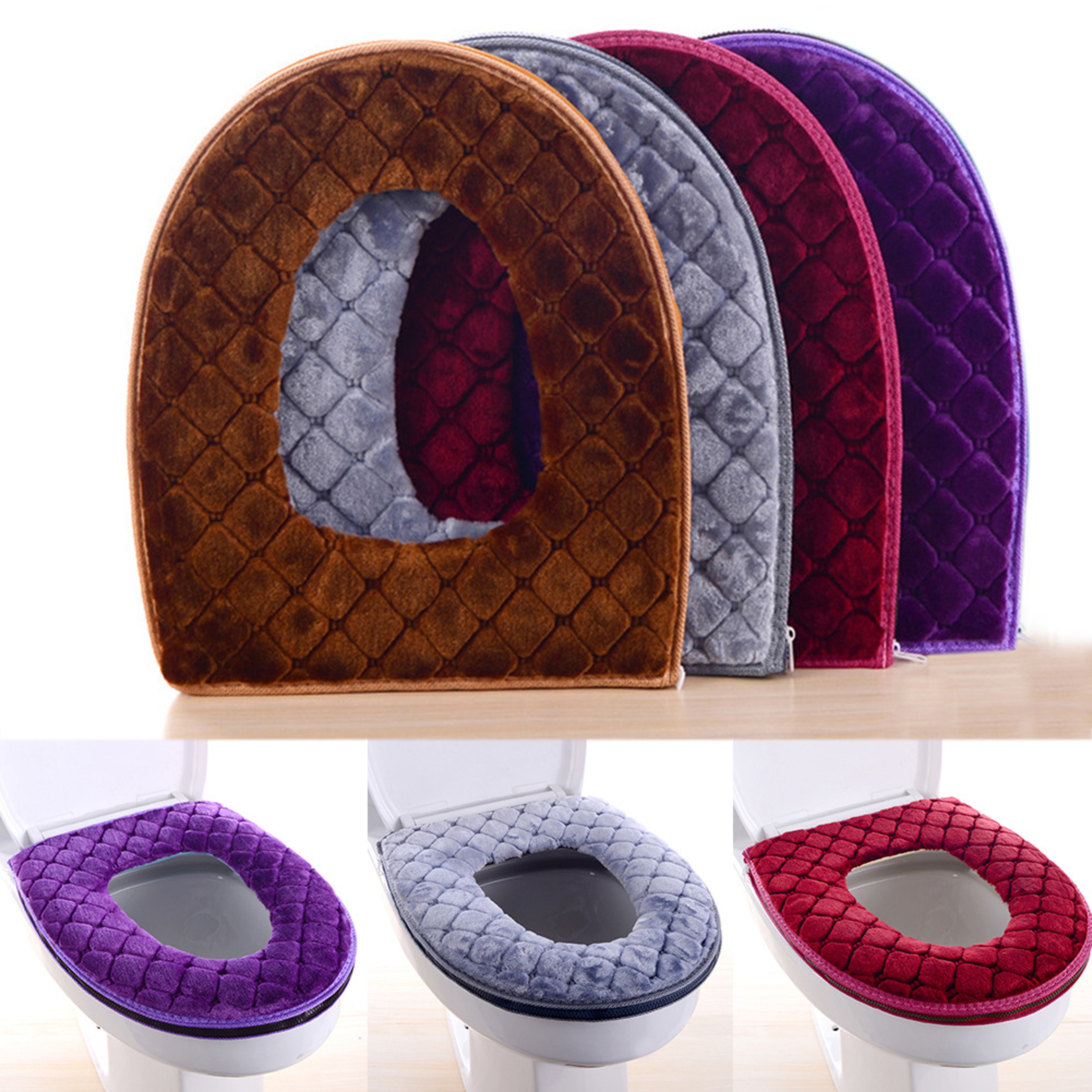 Soft Plush Toilet Seat Cover Washable Winter Toilet Seat Warmer Cushion – view 2