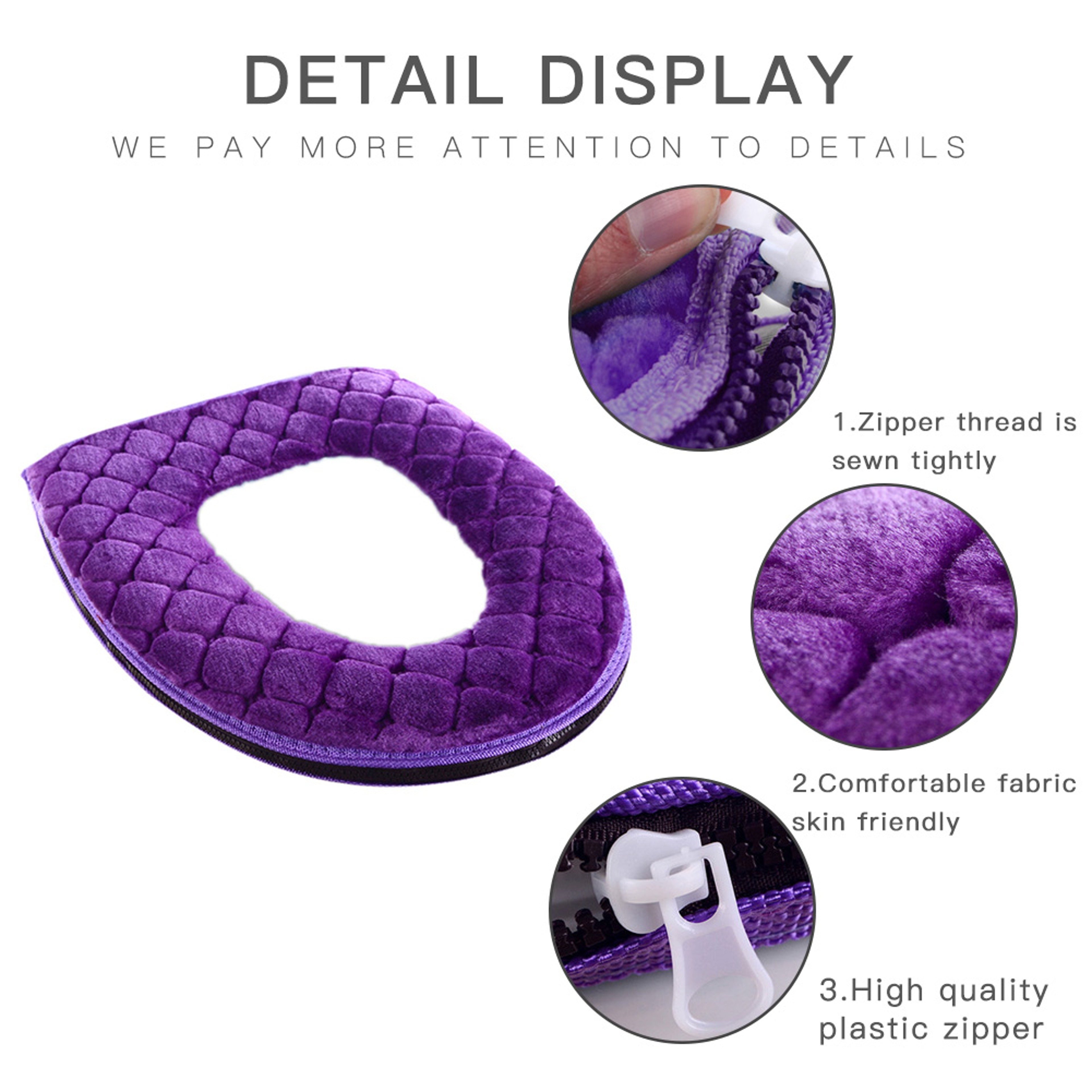 Soft Plush Toilet Seat Cover Washable Winter Toilet Seat Warmer Cushion – view 5
