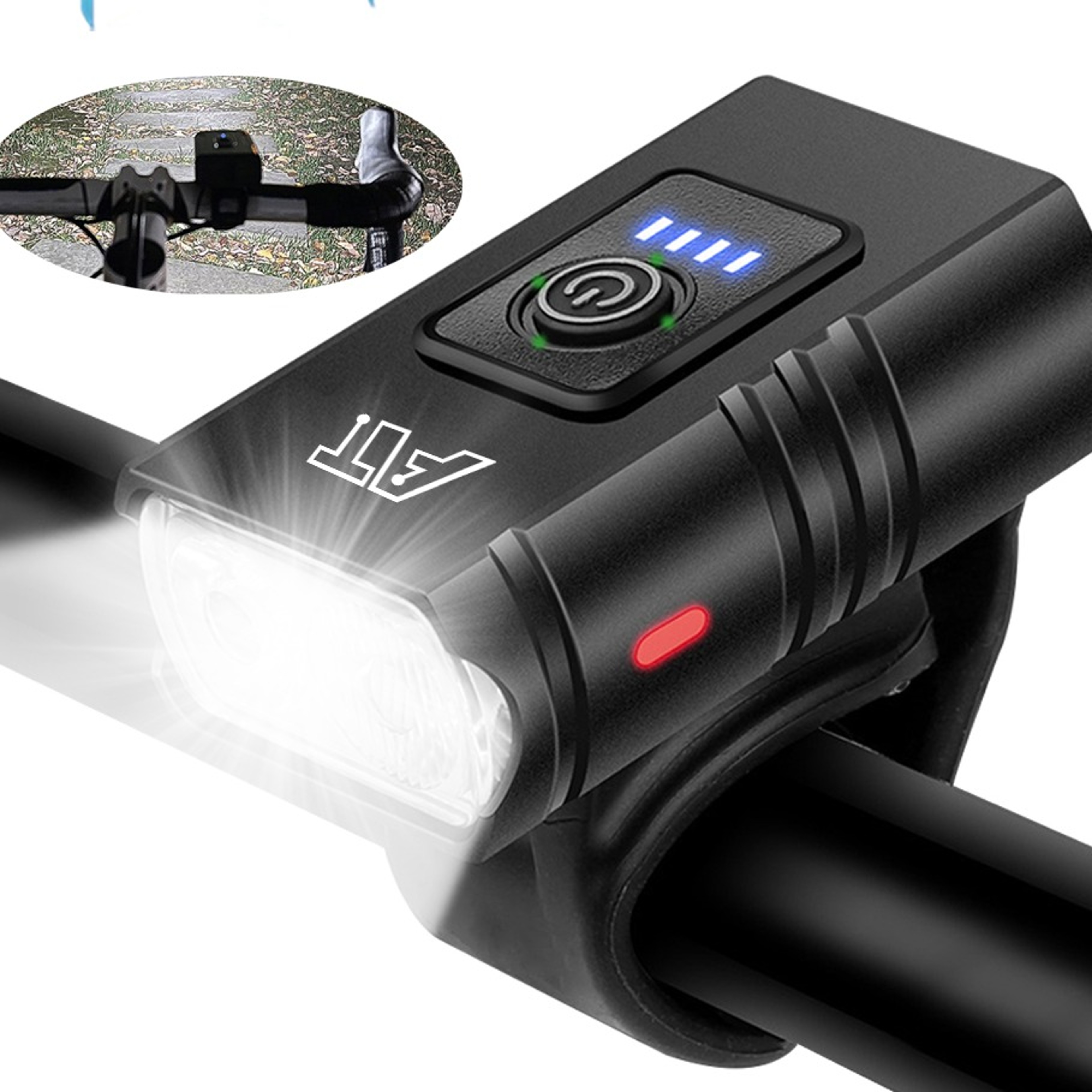 TypeC Rechargeable LED Bicycle Headlight with 6 Lighting Modesjpg