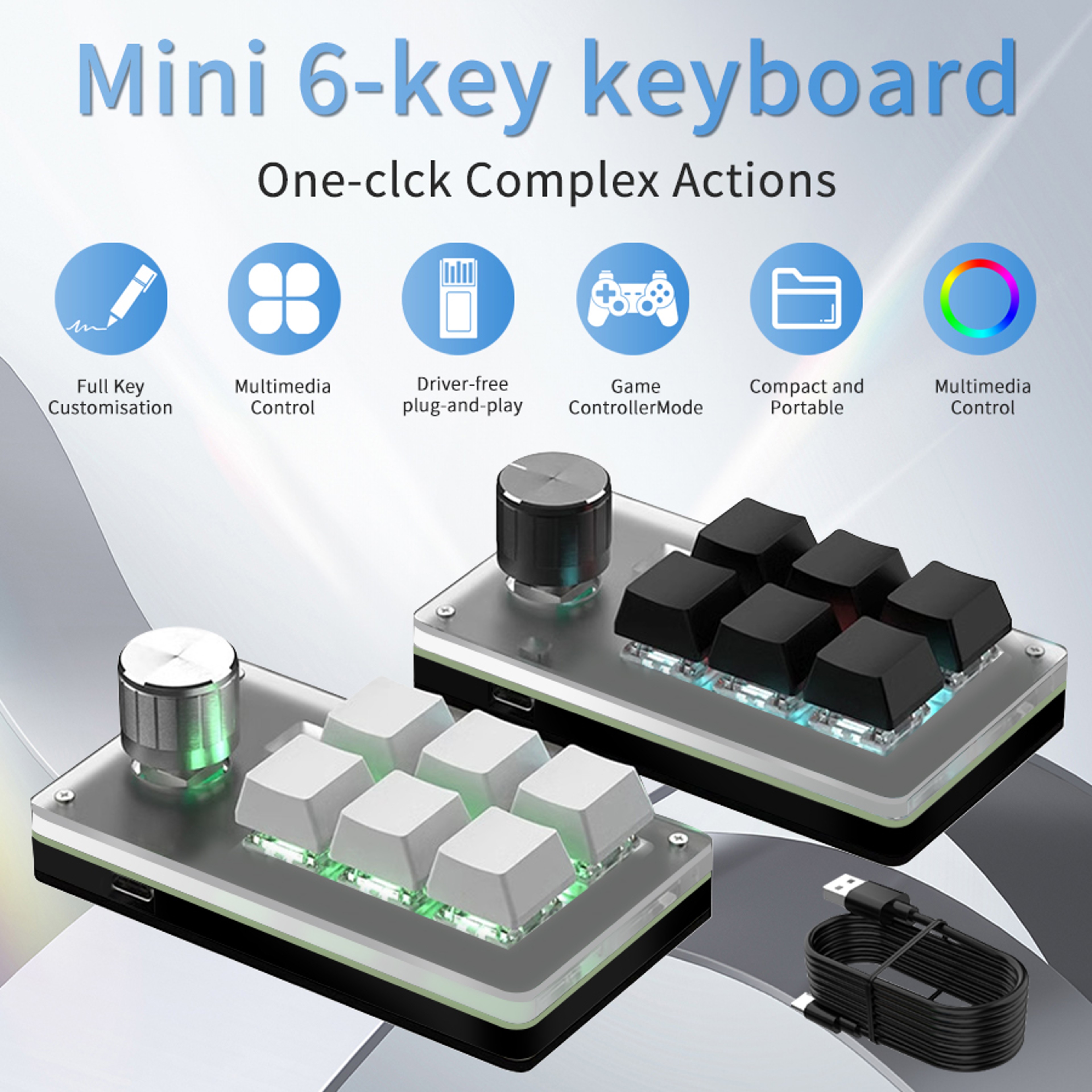 Programmable Mechanical Macro Keypad With Knob And RGB Backlighting 1