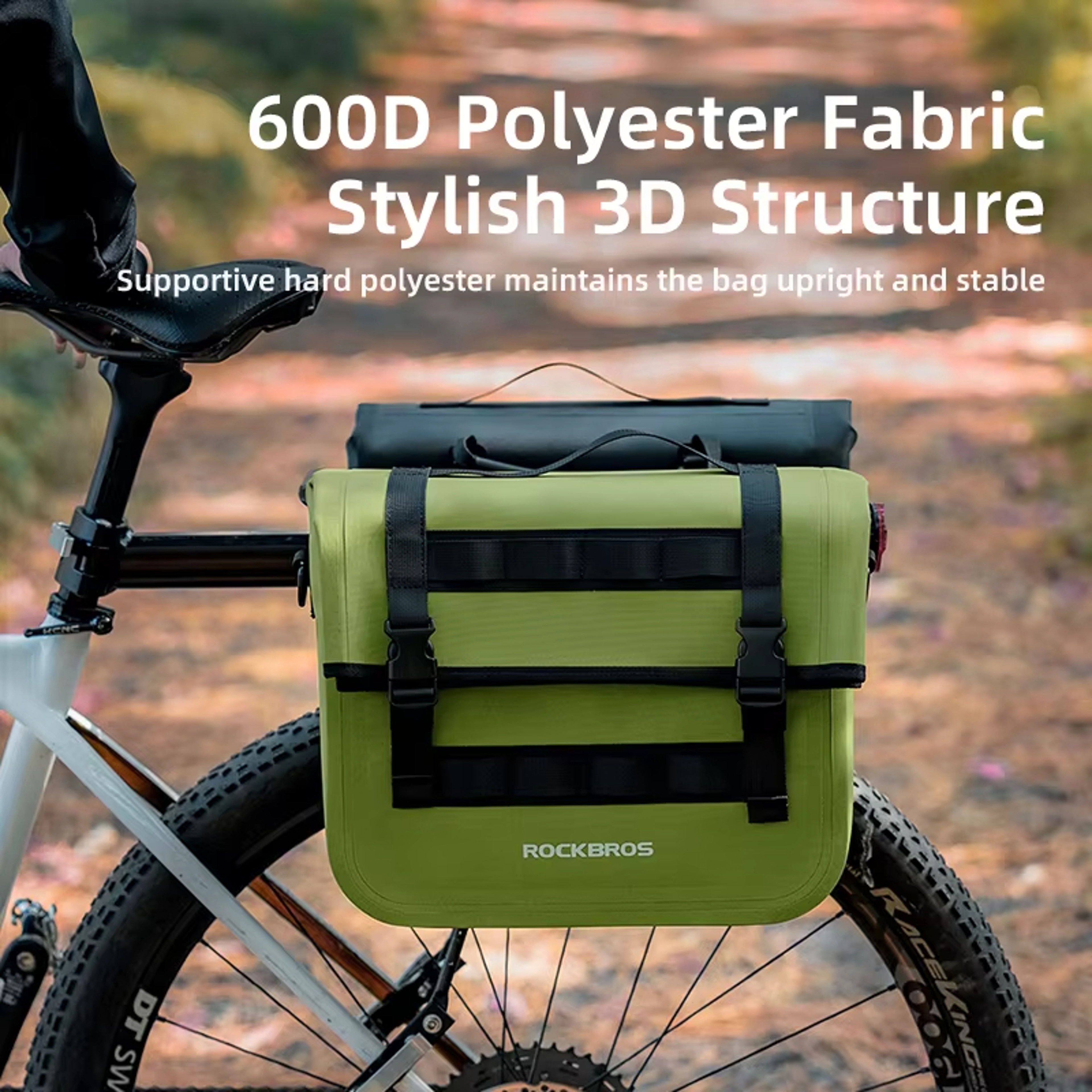 ROCKBROS Bicycle Bag 15L Multifunctional Saddle Bag Waterproof MTB Bike Rack Bag Travel 3D Support  2
