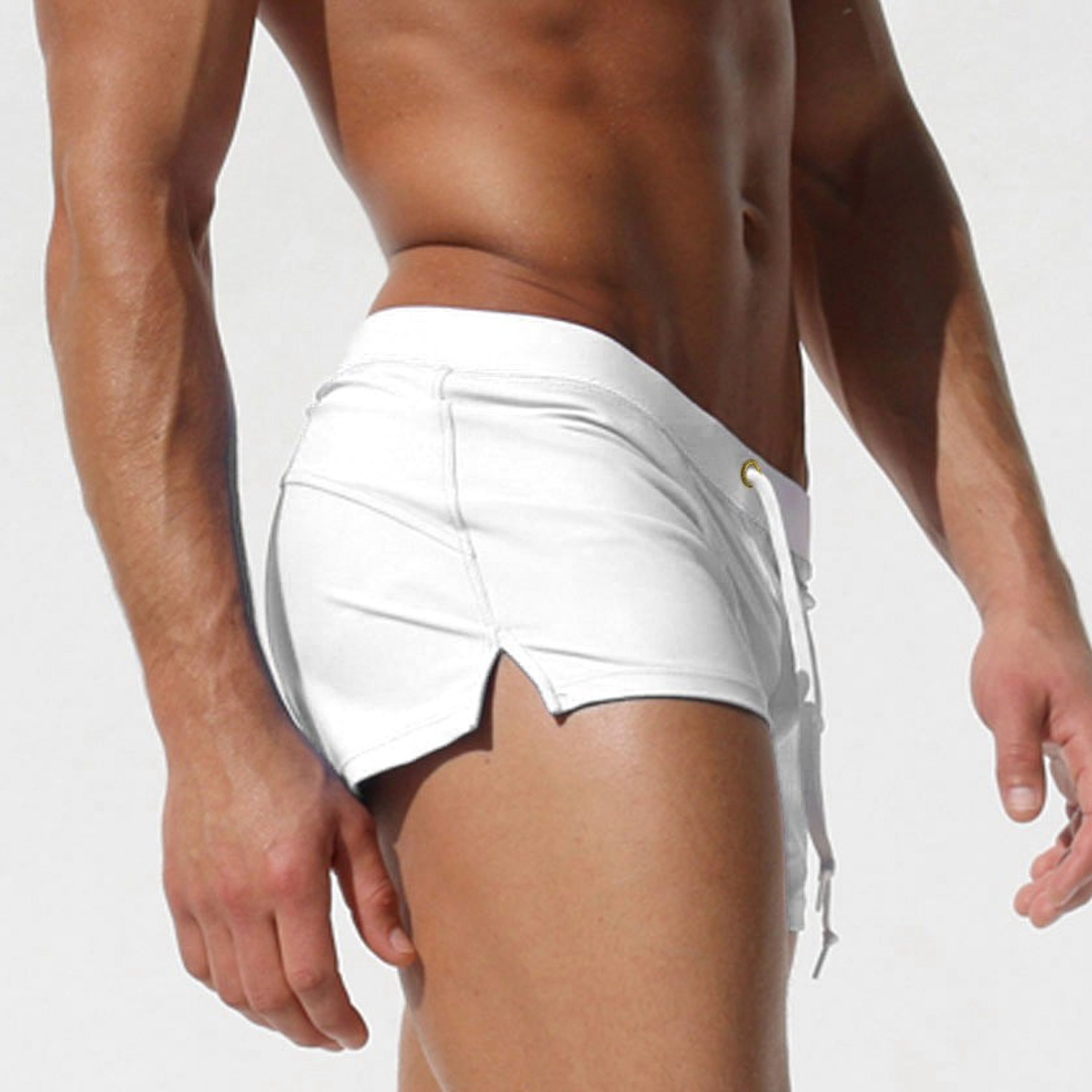 Mens Quick-Drying Swim Trunks with Back Pocket Solid Color Beach Shorts – view 8