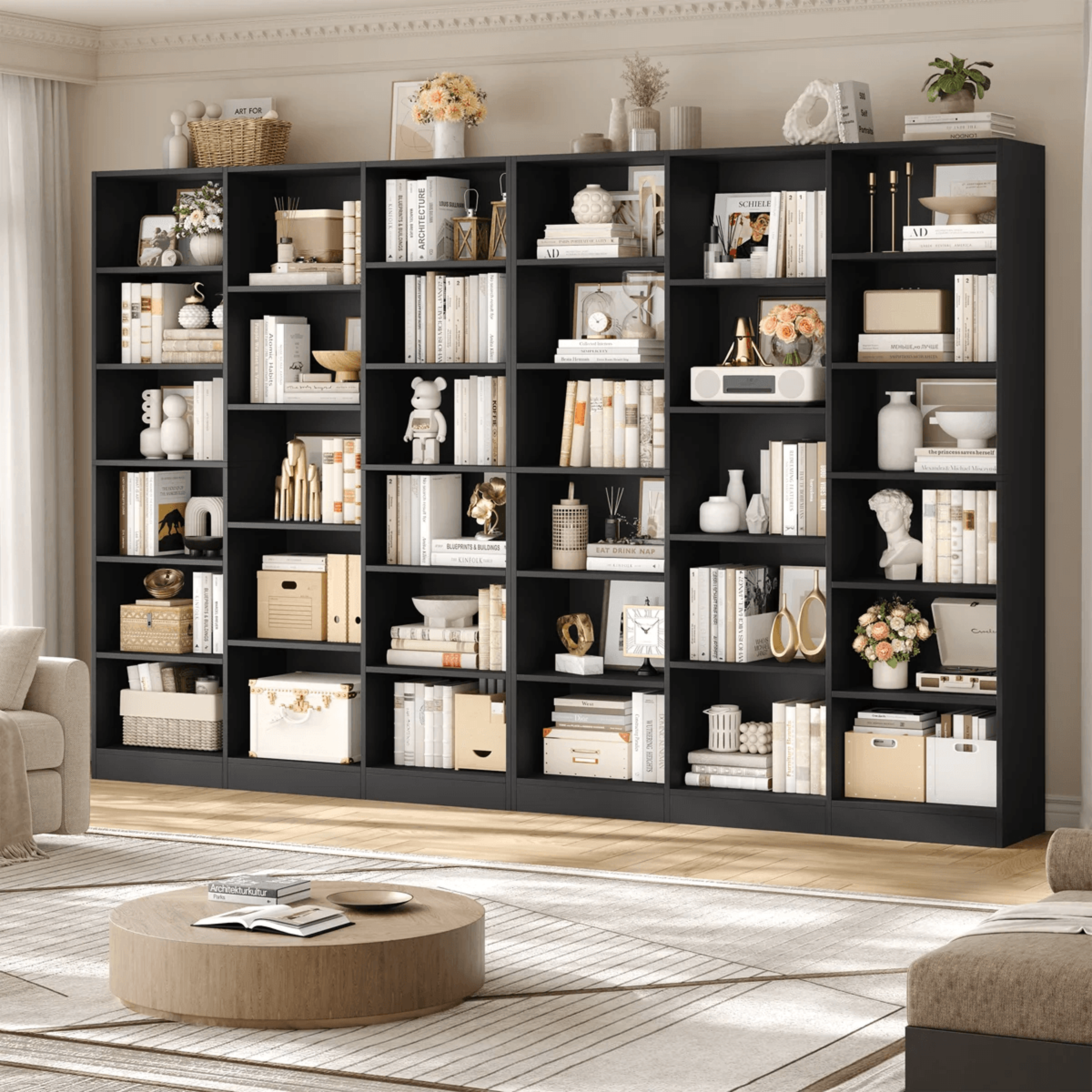 6Tier Wood Bookcase With 17 Open Shelves And Finished Back 11