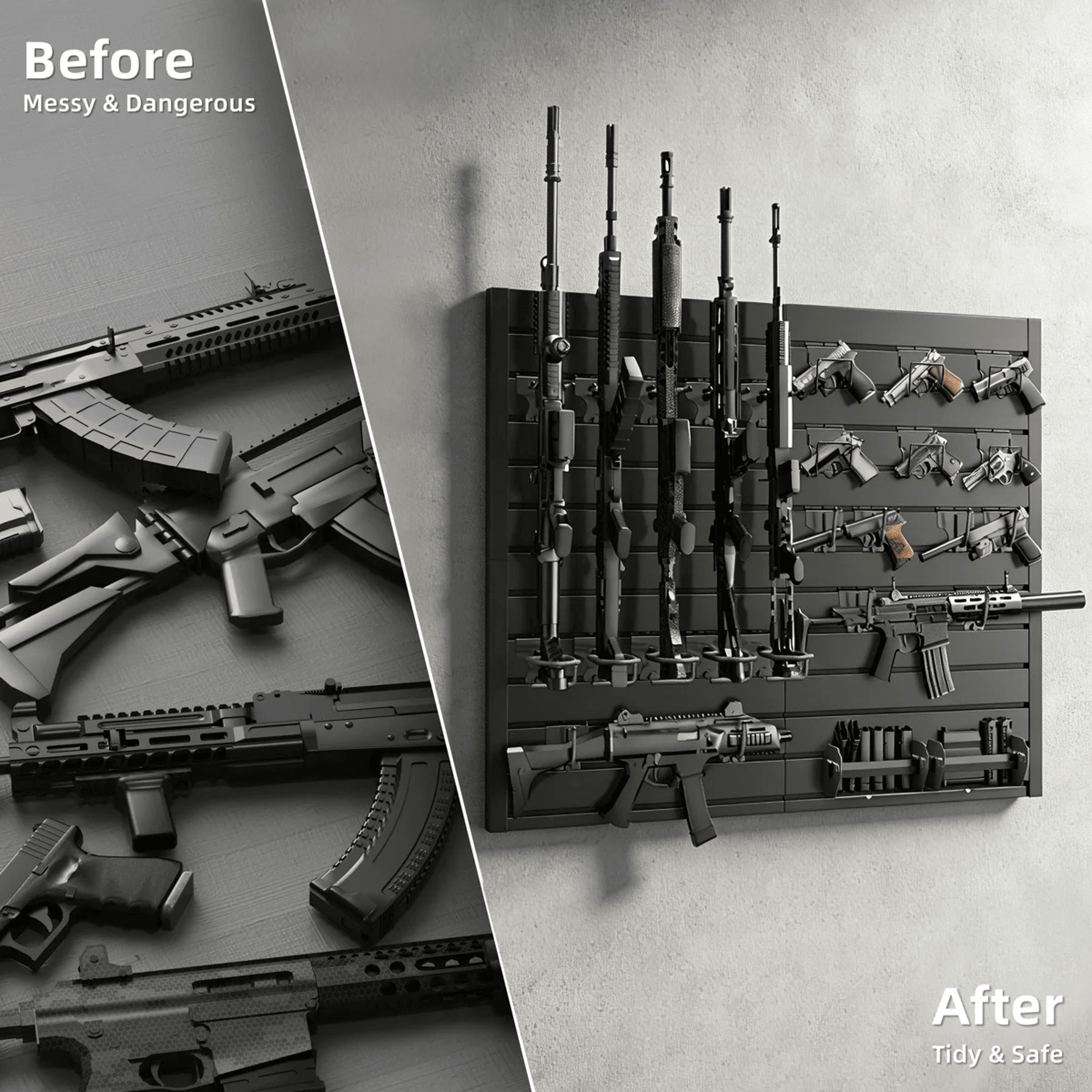 Modular Gun Wall Mount Display Rack With PVC Panels And Steel Storage Racks 4