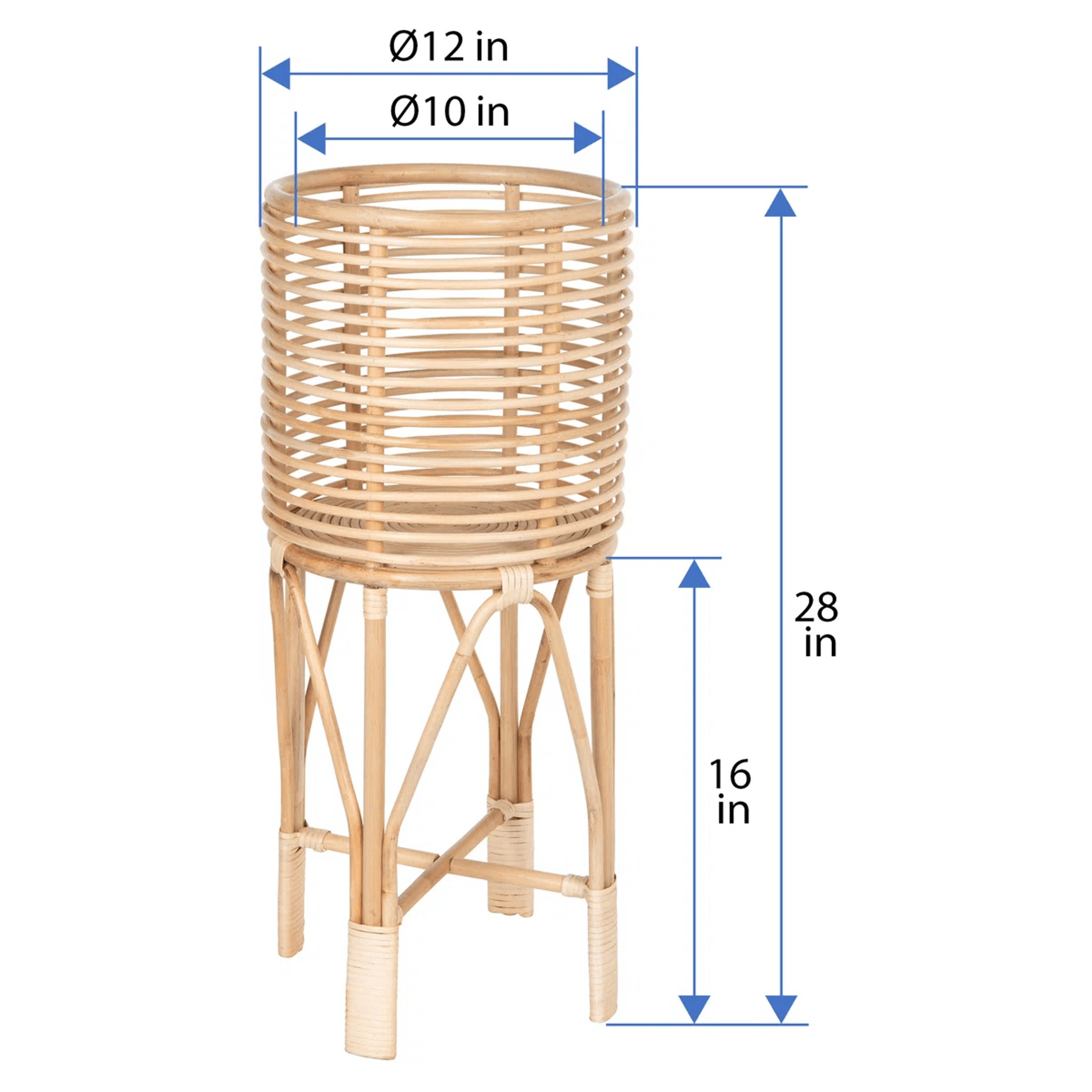 Natural Rattan Indoor Plant Stand 1 Tier Pedestal With Wicker Design 4