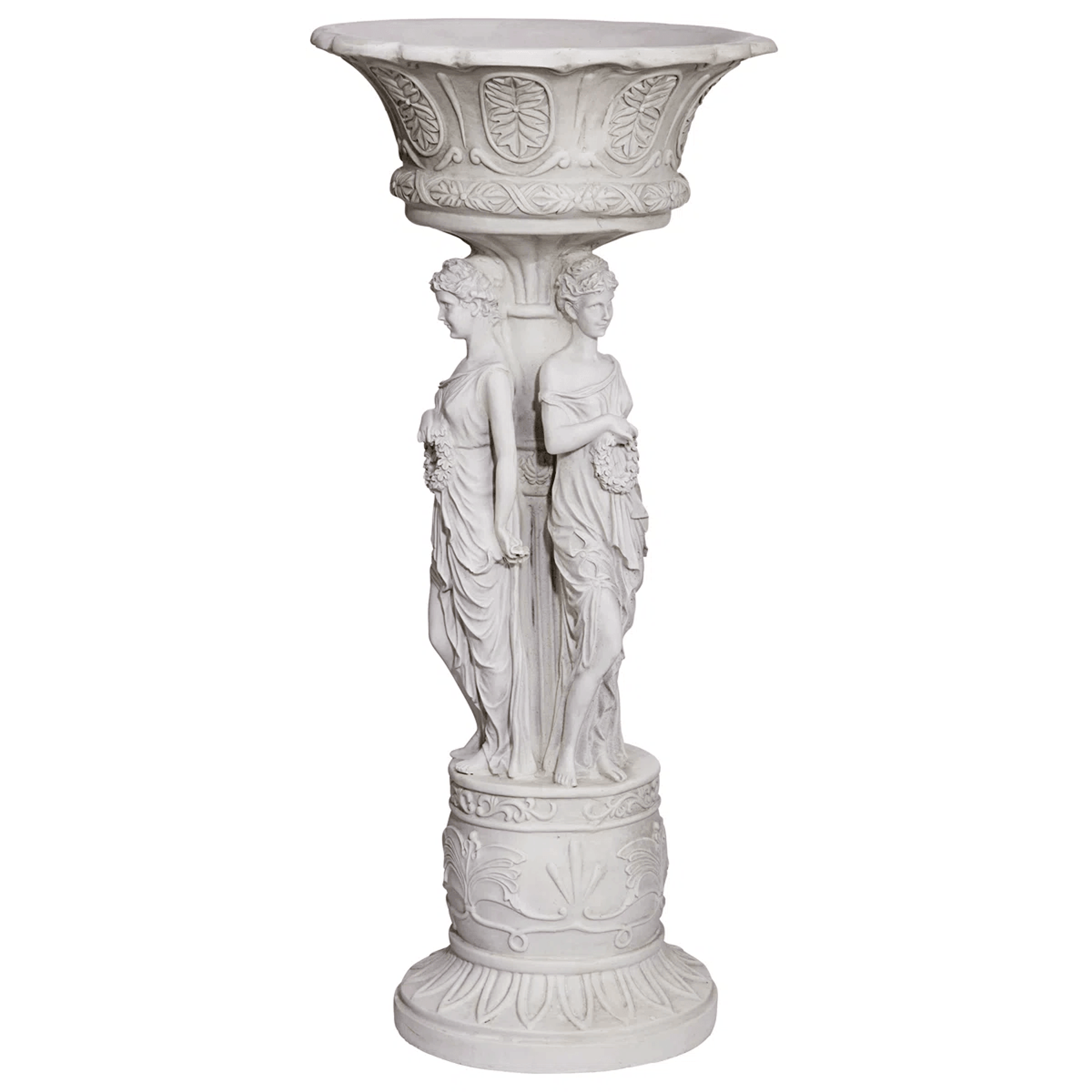 Neoclassical Urn Pedestal Plant Stand With Dancing Maidens Sculpture 3