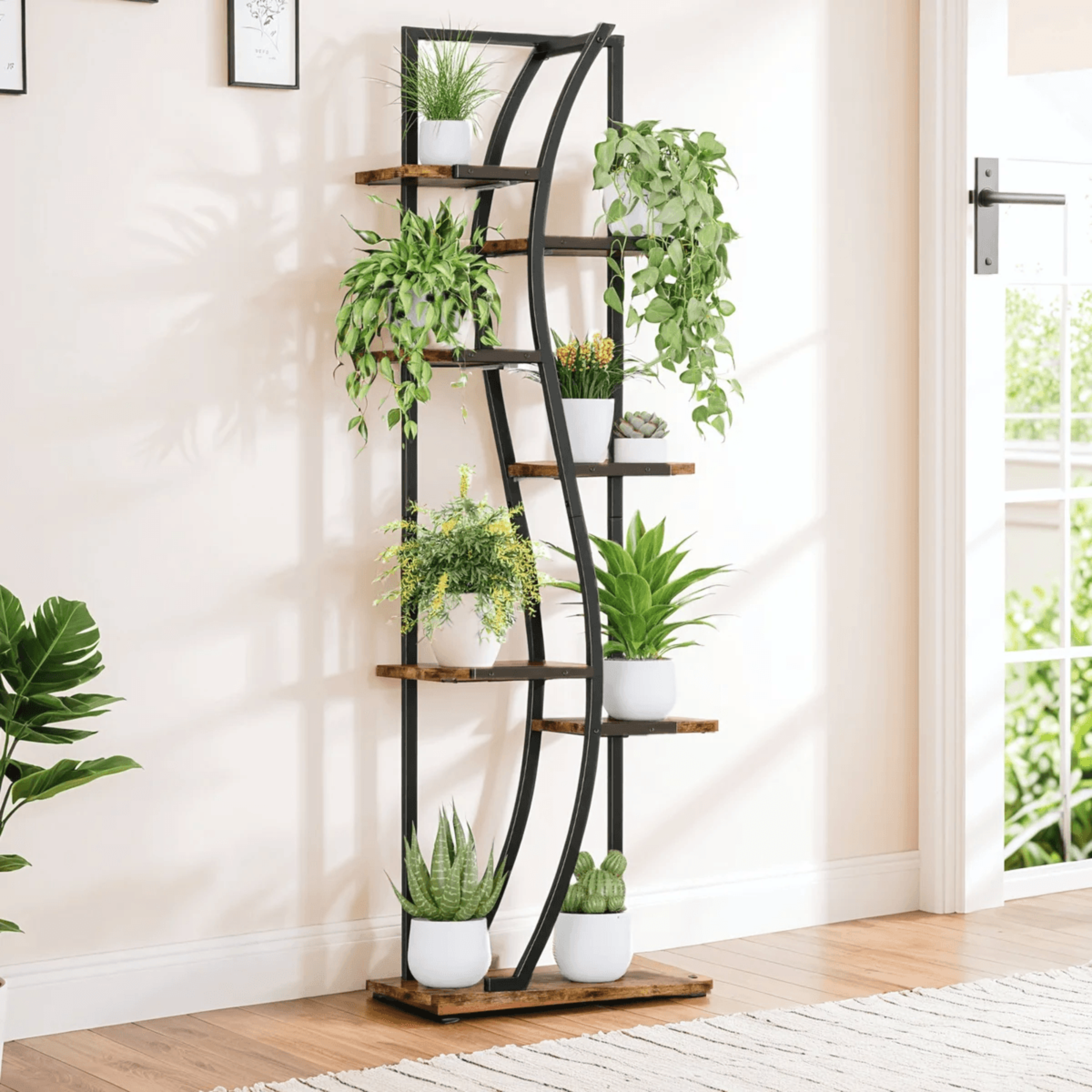 Indoor Plant Stand Set Of 2 With Grow Lights And 7 Tier SShaped Shelves 2