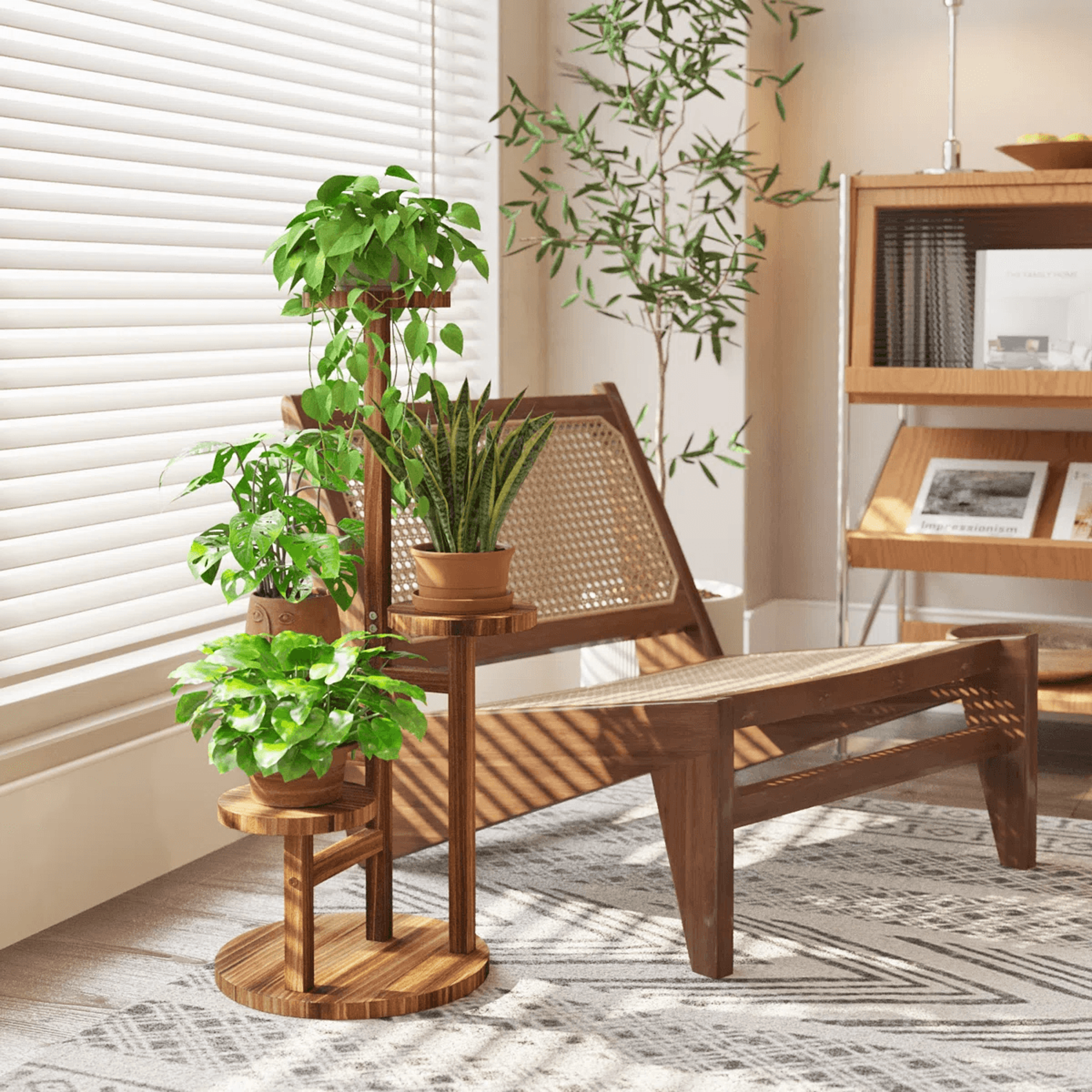 4 Tier Wooden Plant Stand For Indoor And Outdoor Plant Display 4