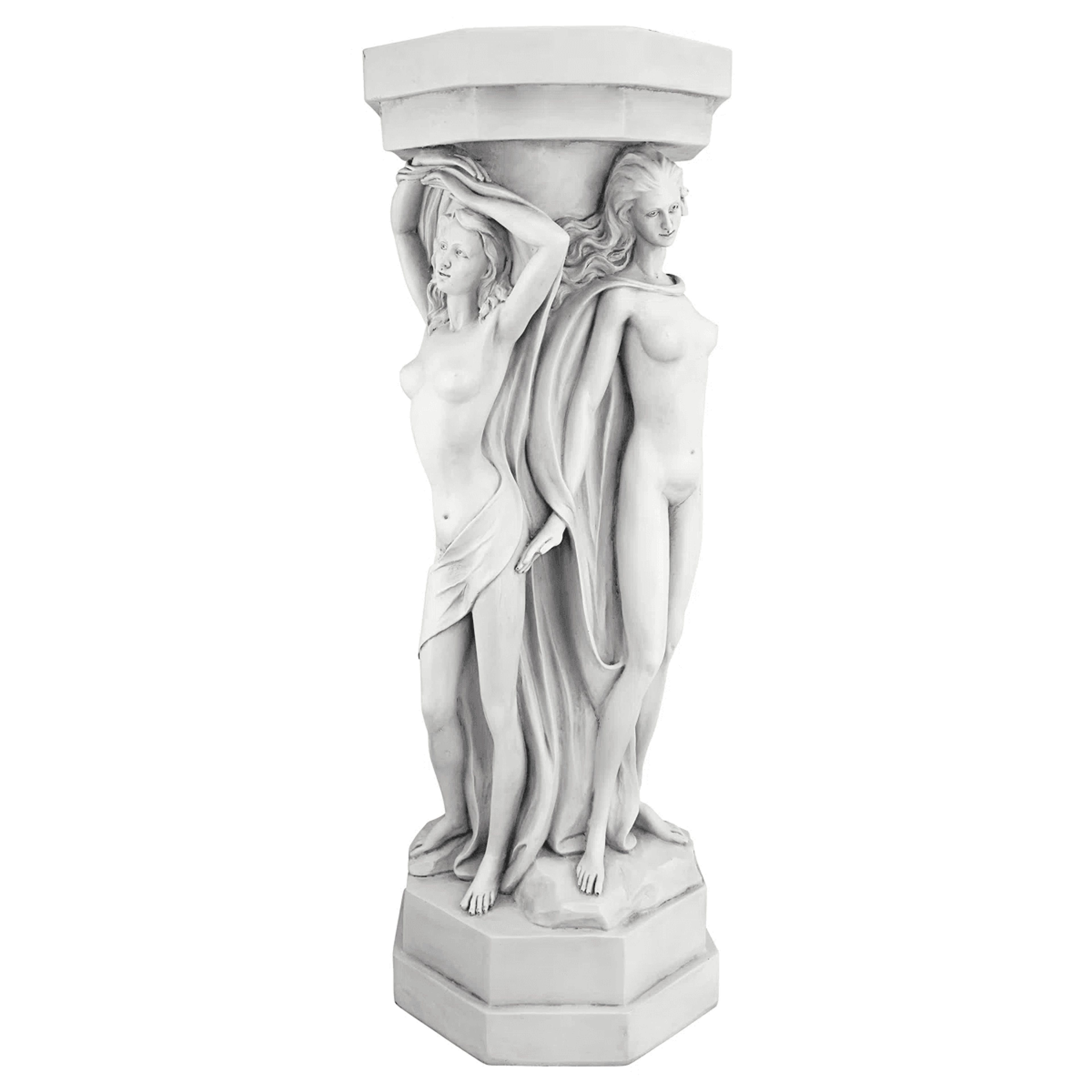 Greek Goddess Sculptural Plant Stand With Faux Stone Finish White 3