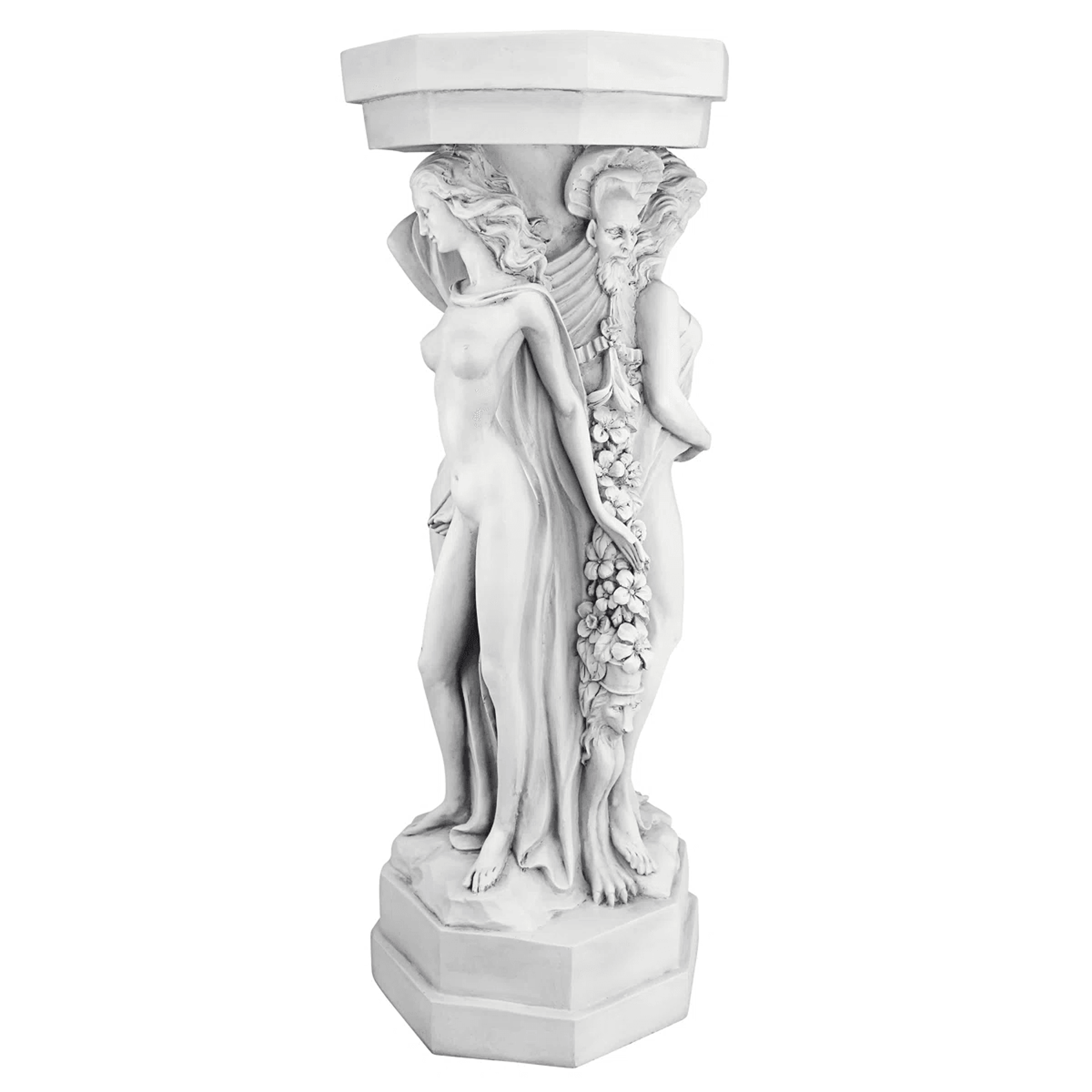 Greek Goddess Sculptural Plant Stand With Faux Stone Finish White 6