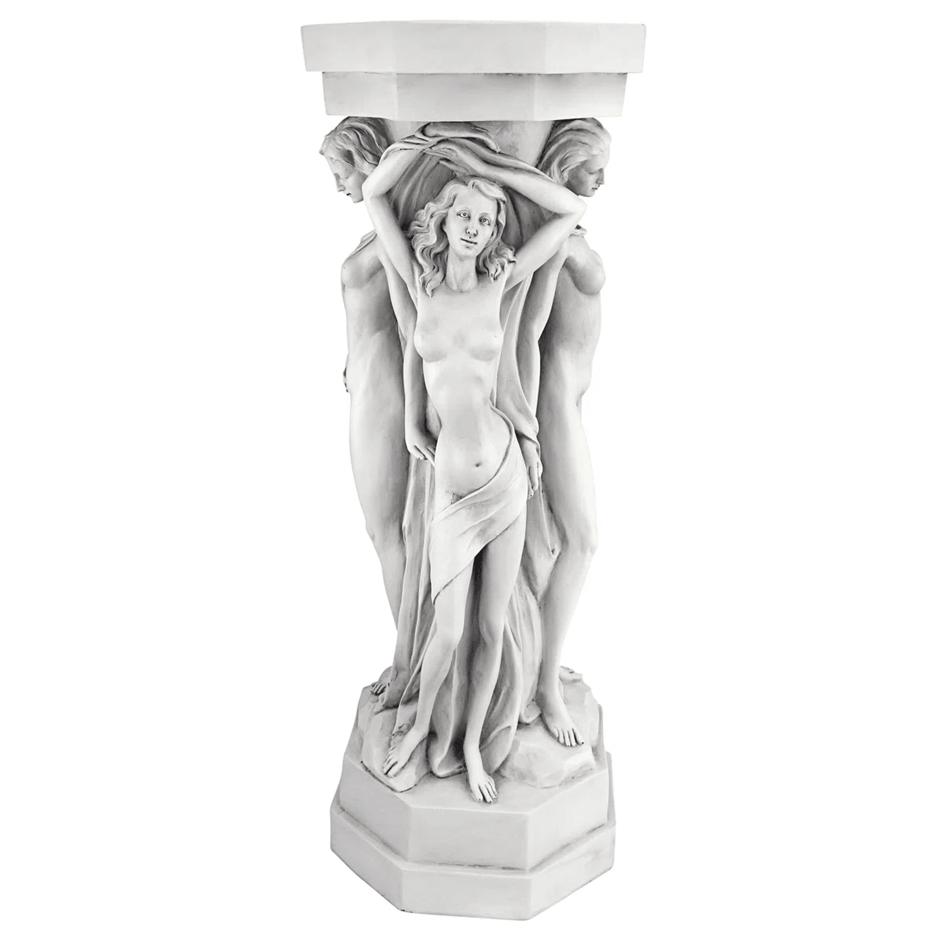 Greek Goddess Sculptural Plant Stand With Faux Stone Finish White 8
