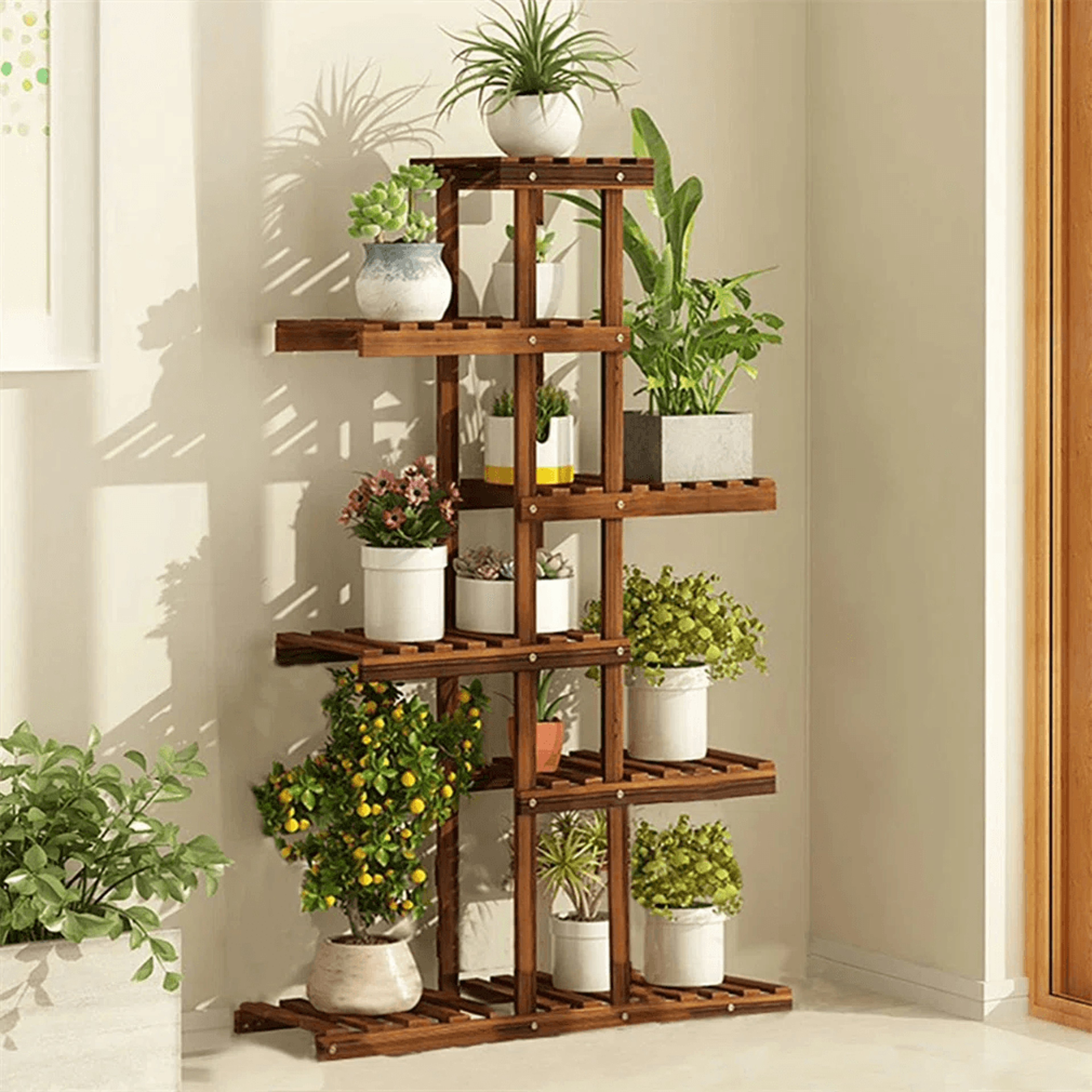 6 Tier Bamboo Plant Stand With MultiLevel Flower Display Shelves 9