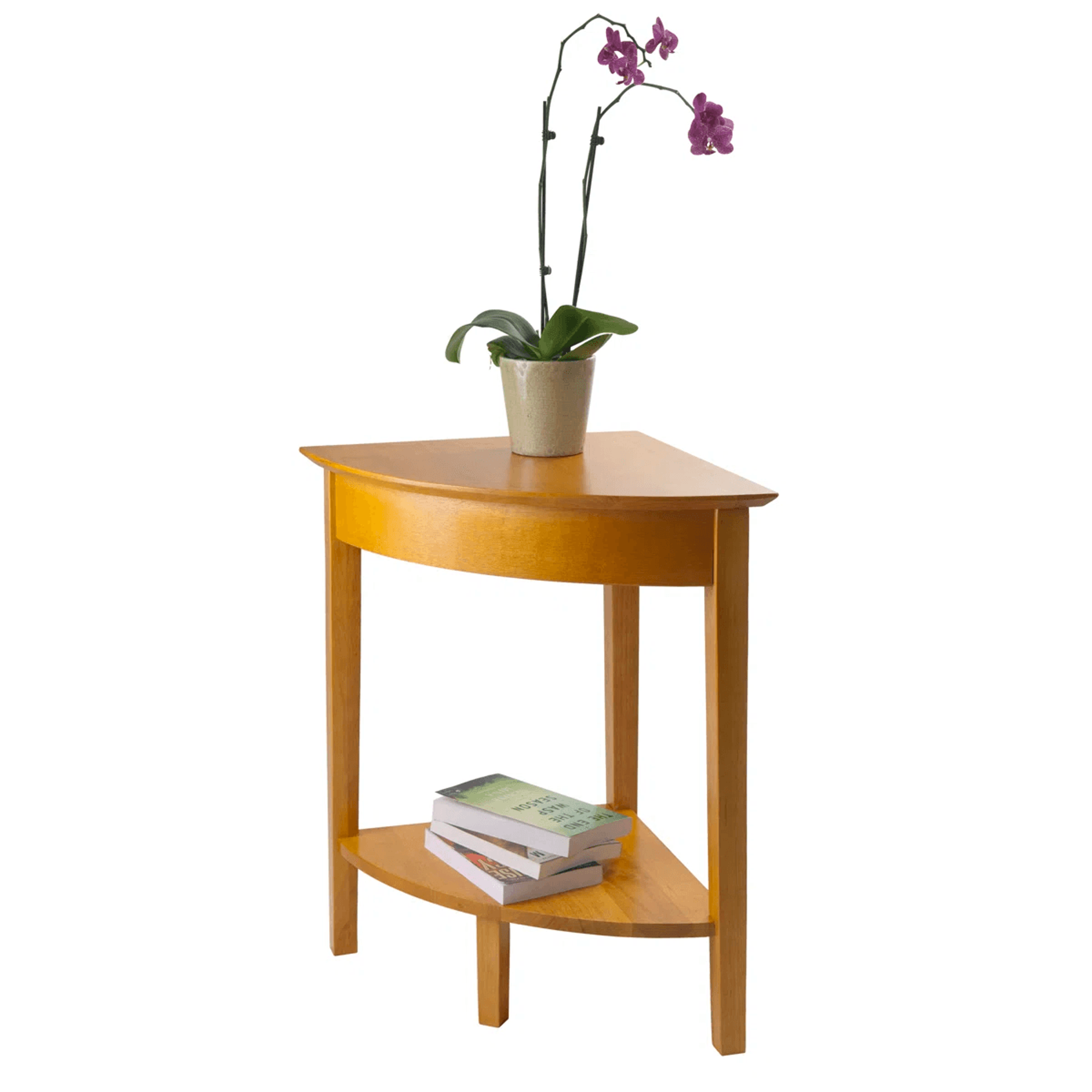 2 Tier Solid Wood Plant Stand With Lower Shelf In Honey Finish 4