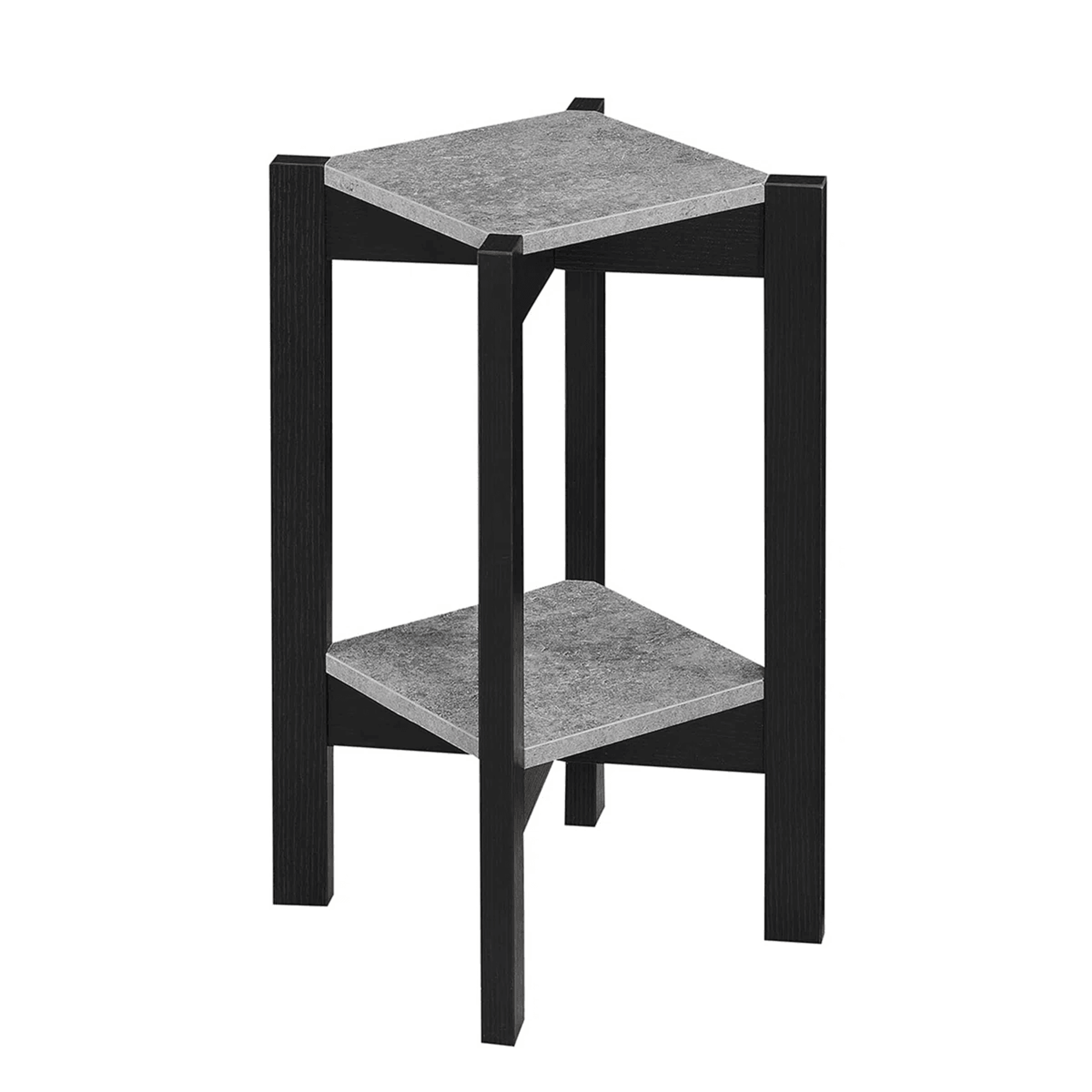 2 Tier Plant Stand With Faux Cement Finish And Square Shelves 6