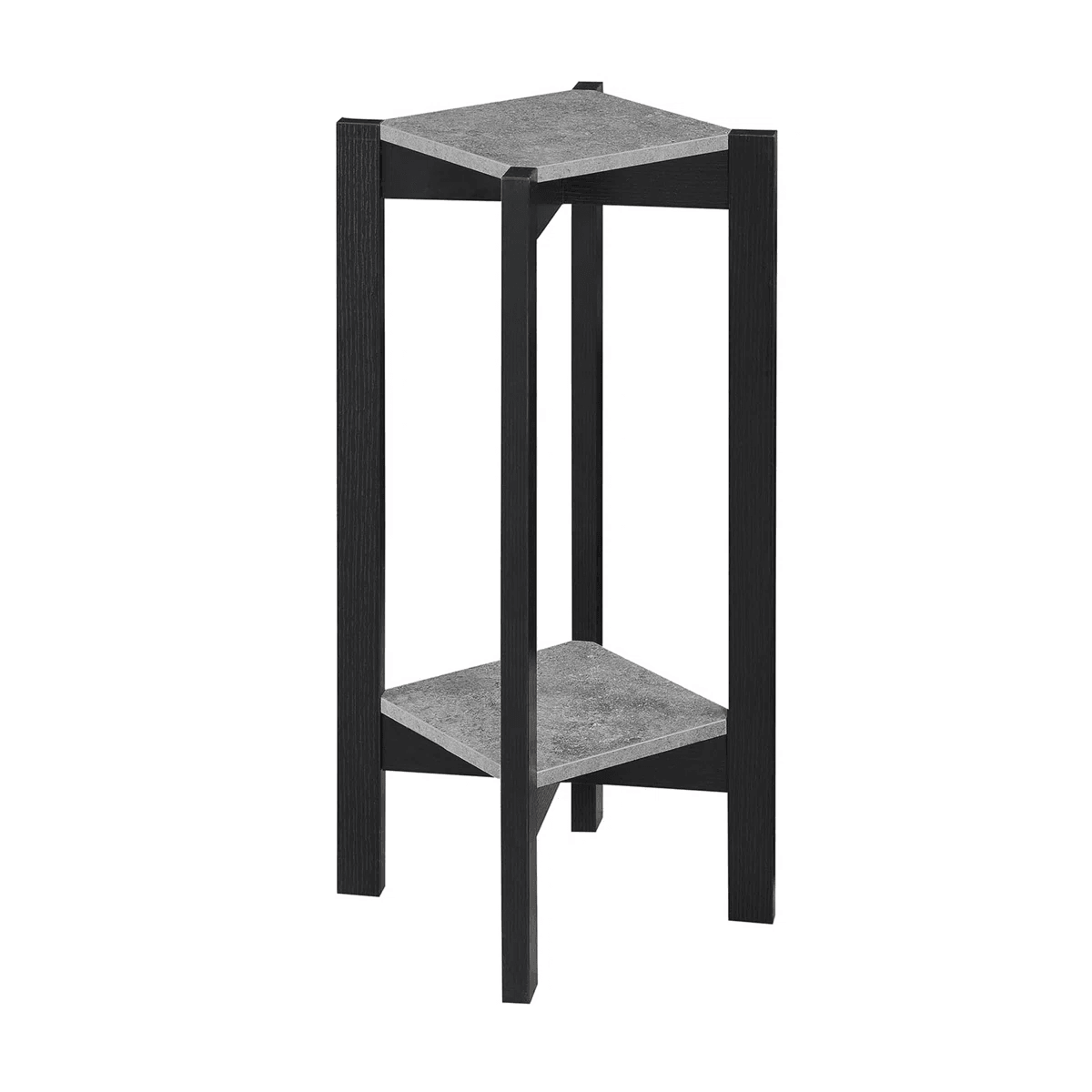 2 Tier Plant Stand With Faux Cement Finish And Square Shelves 10
