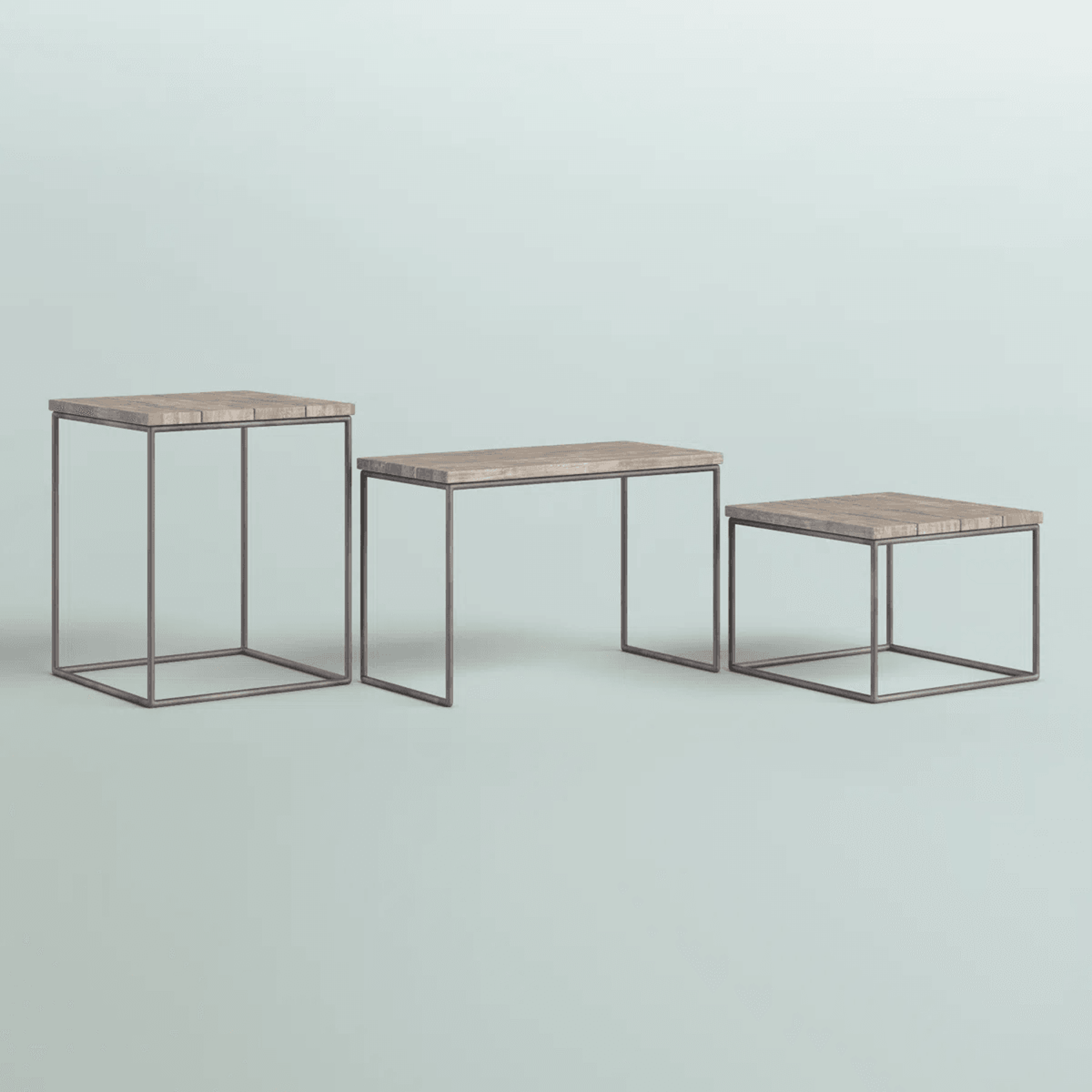 Wood And Metal Nesting Plant Risers Set Of 3 In Gray And Natural Wood 3