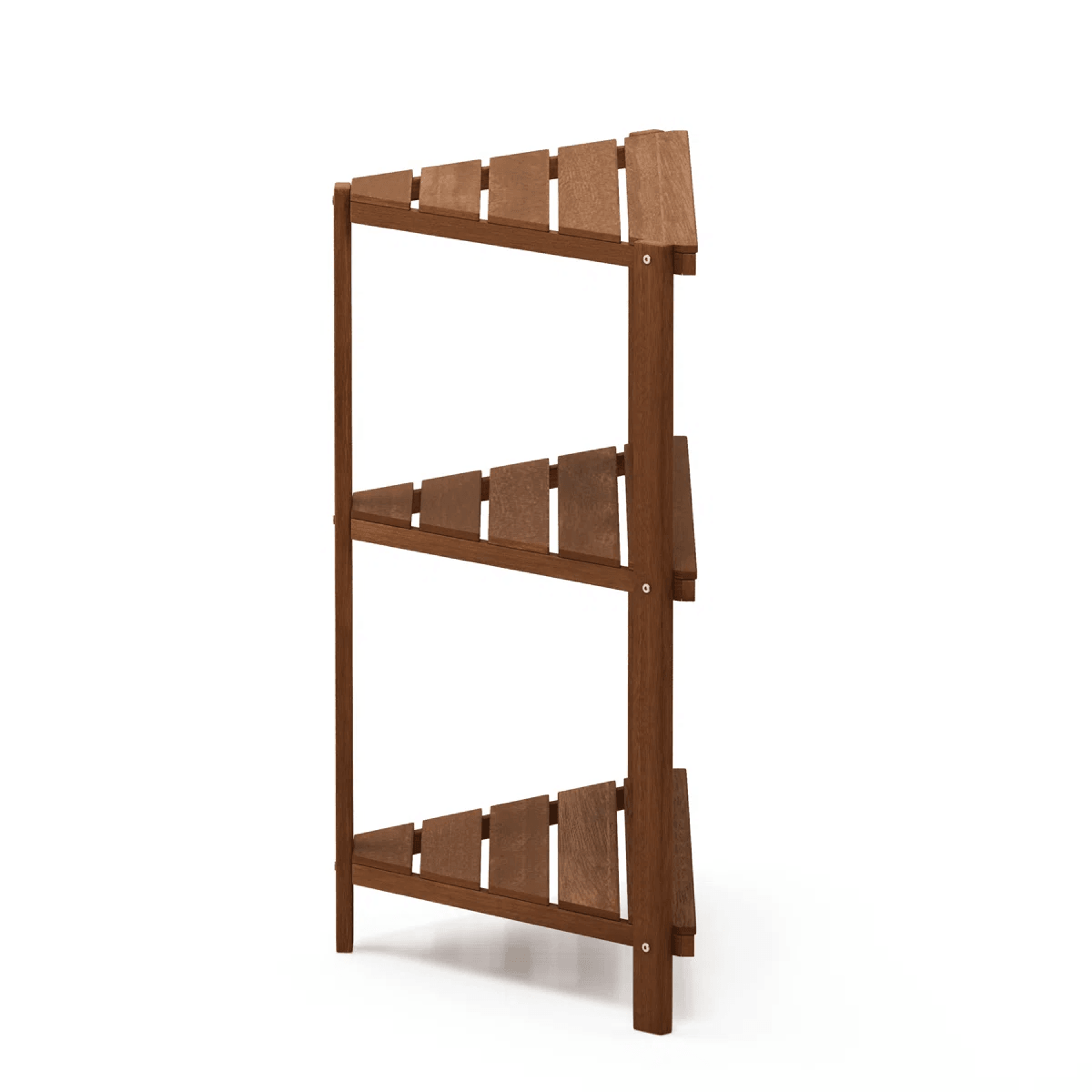 3 Tier Solid Wood Corner Plant Stand With Triangular Shelves Natural Finish 1