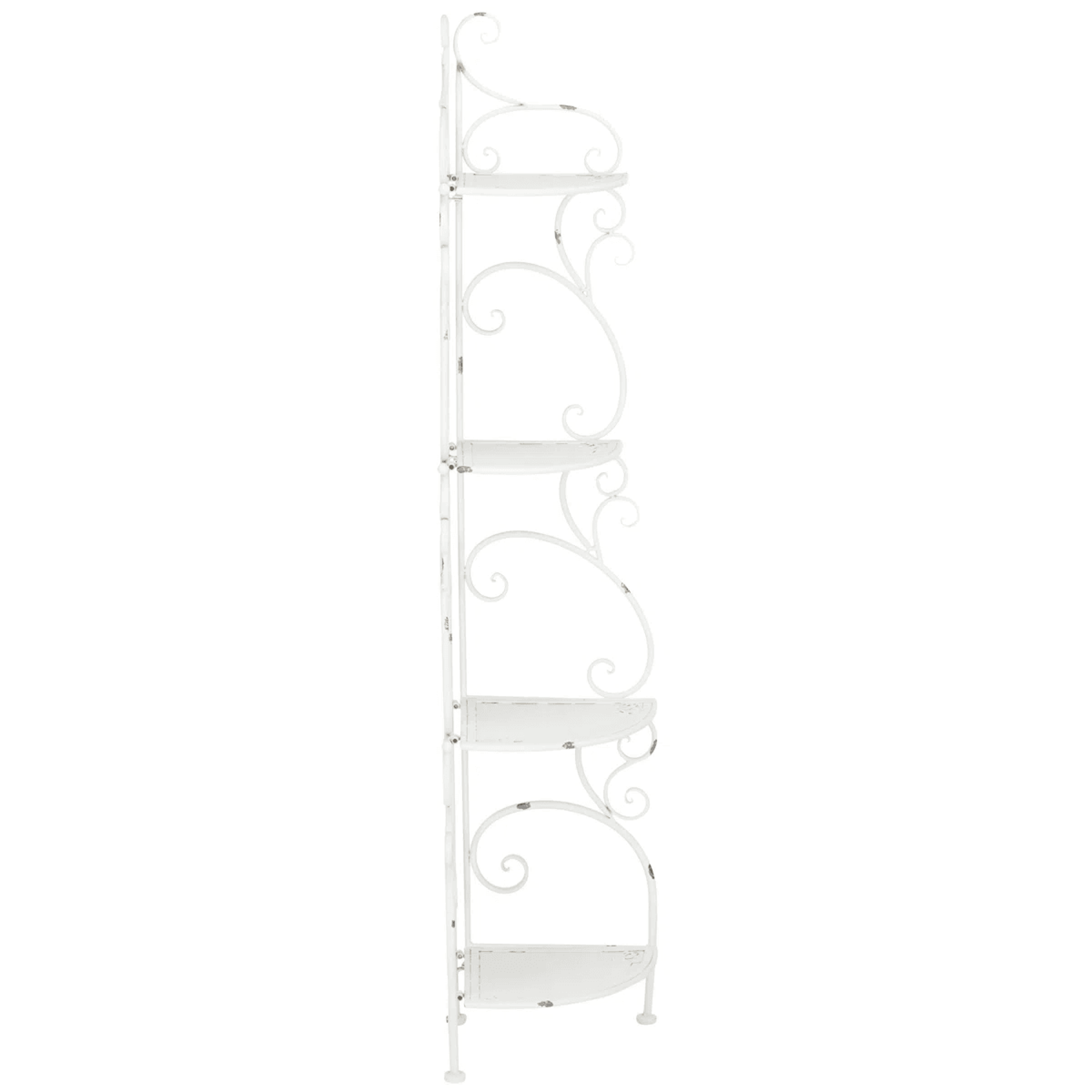 4 Tier Metal Corner Plant Stand With Decorative Scrollwork For Outdoor Spaces 5