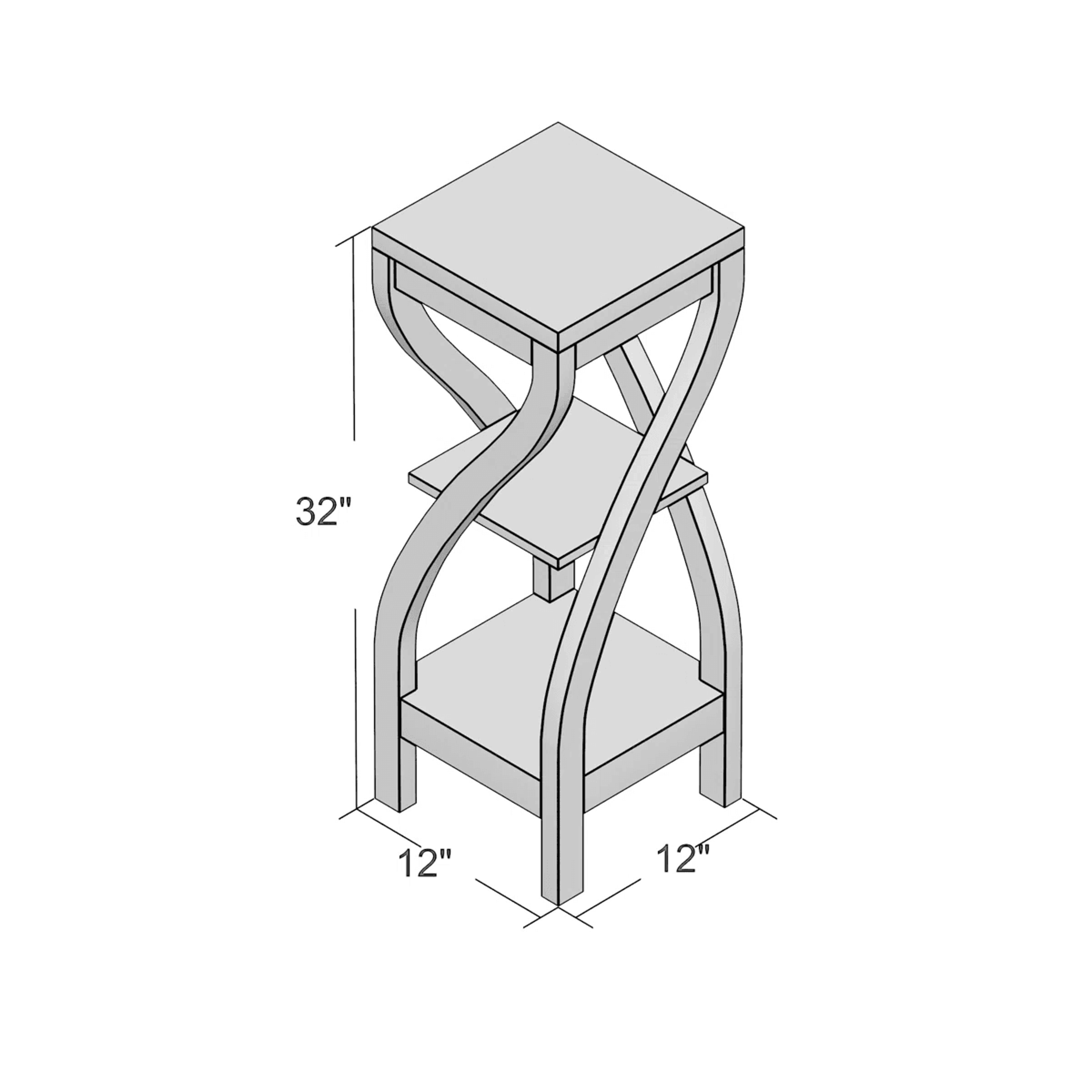 3 Tier Wooden Plant Stand With Spiral Design And Square Shelves 2